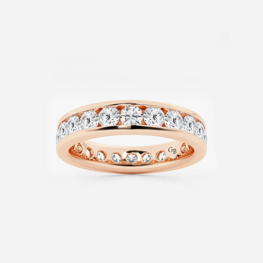 Sleek Round Lab Grown Diamond Channel Set Eternity Band in Solid Gold