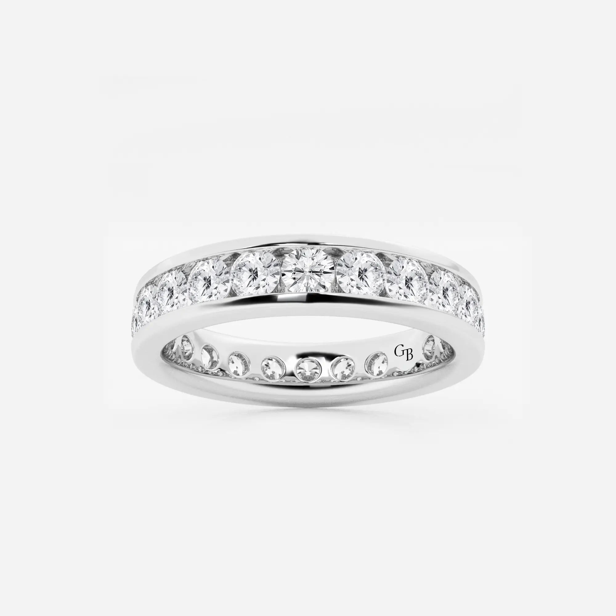 Sleek Round Lab Grown Diamond Channel Set Eternity Band in Solid Gold
