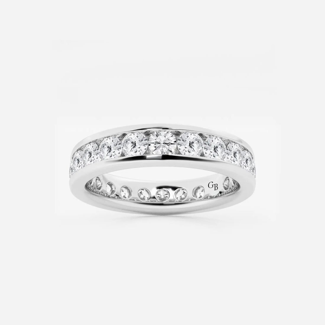 Sleek Round Lab Grown Diamond Channel Set Eternity Band in Solid Gold