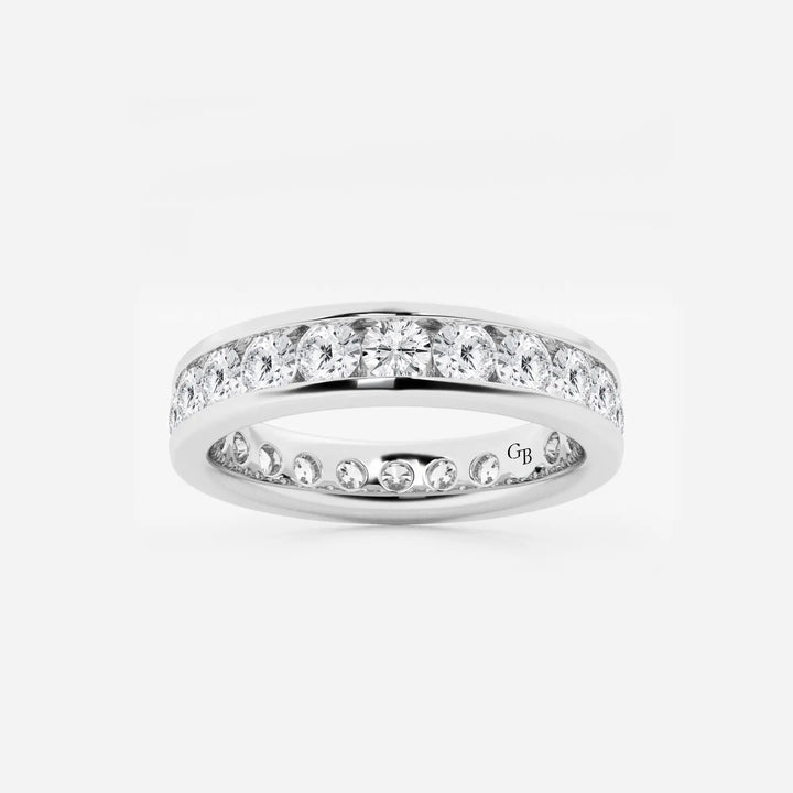 Sleek Round Lab Grown Diamond Channel Set Eternity Band in Solid Gold
