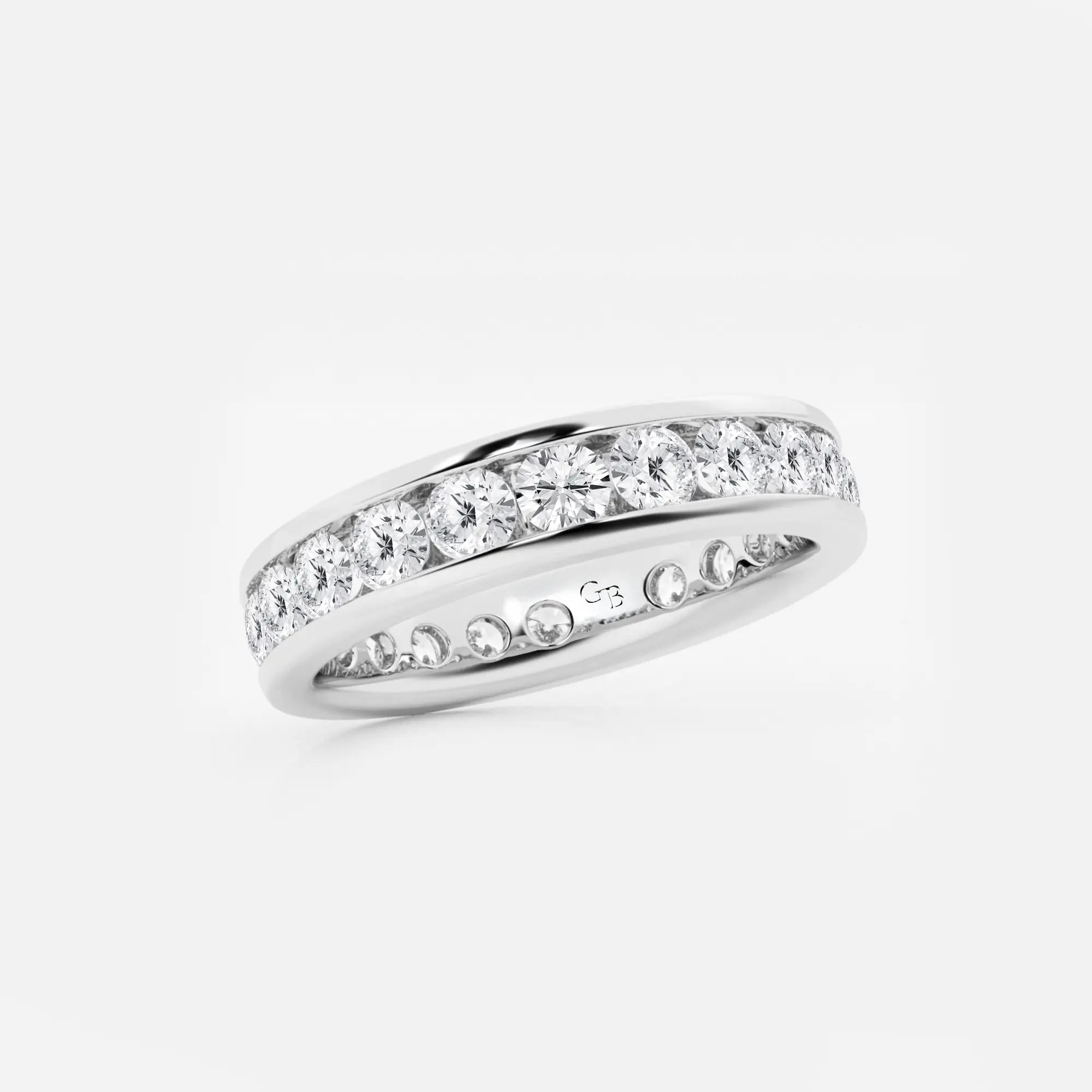Sleek Round Lab Grown Diamond Channel Set Eternity Band in Solid Gold