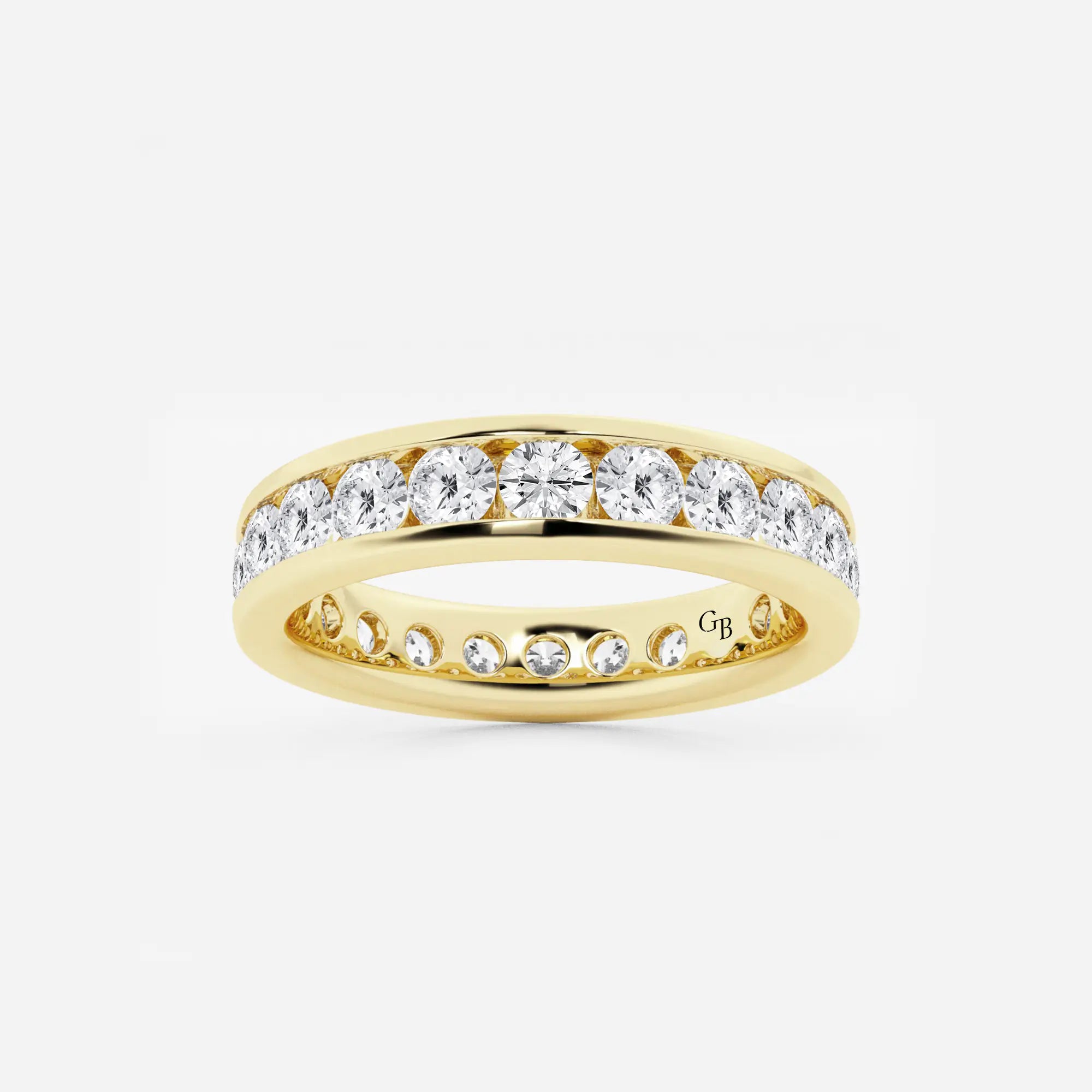 Sleek Round Lab Grown Diamond Channel Set Eternity Band in Solid Gold