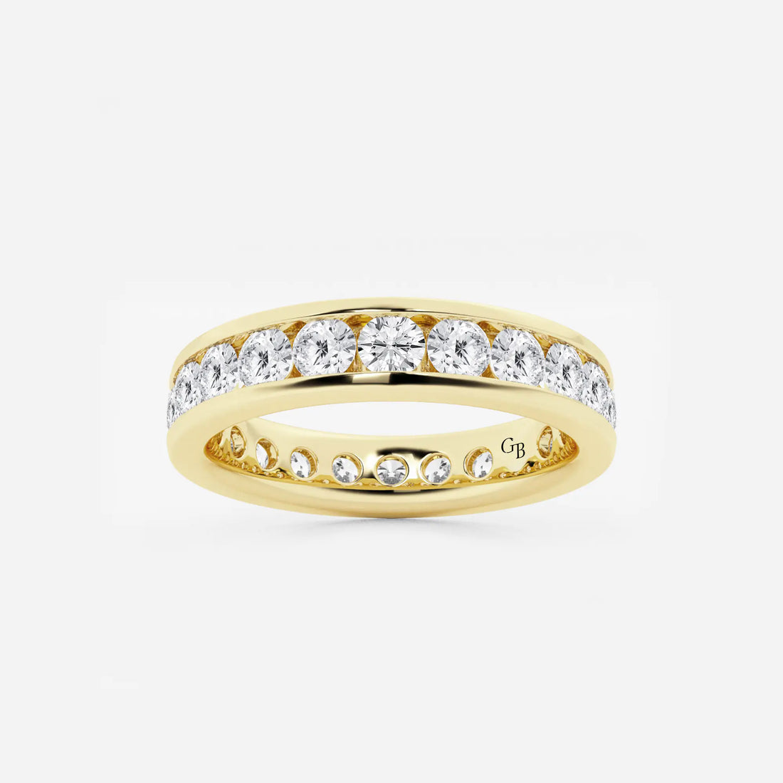 Sleek Round Lab Grown Diamond Channel Set Eternity Band in Solid Gold
