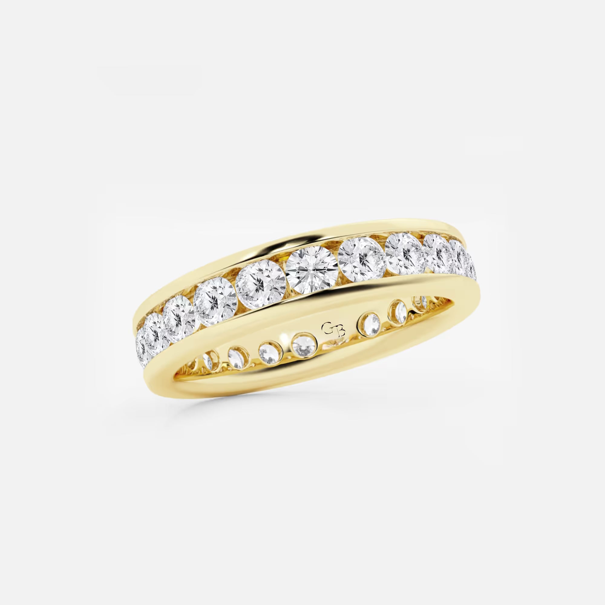 Sleek Round Lab Grown Diamond Channel Set Eternity Band in Solid Gold