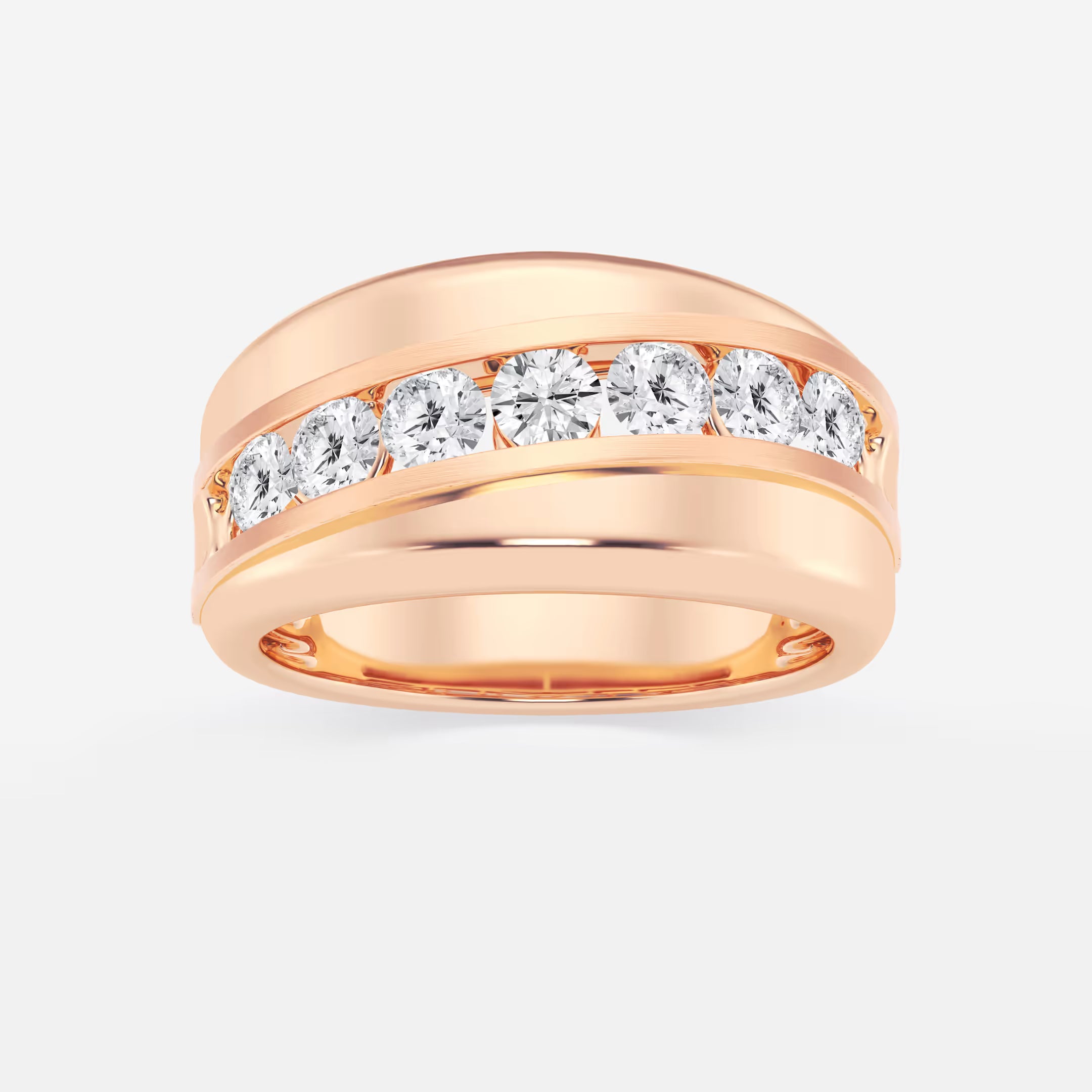 Elegant Round Lab Grown Diamond Nine Stone Channel Set Wedding Band in Platinum