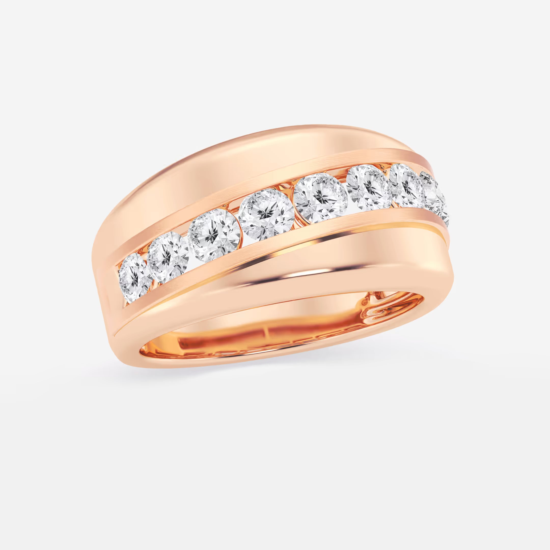 Elegant Round Lab Grown Diamond Nine Stone Channel Set Wedding Band in Platinum