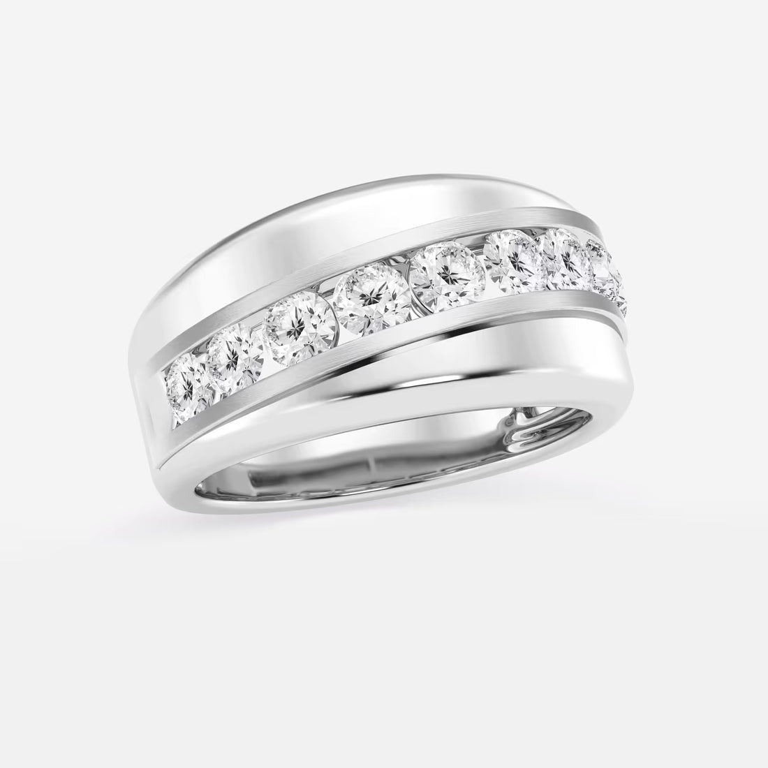 Elegant Round Lab Grown Diamond Nine Stone Channel Set Wedding Band in Platinum
