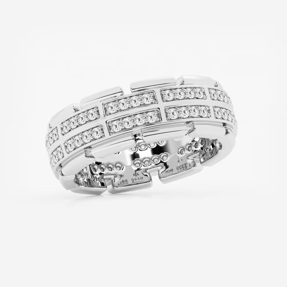 Bold Men's Round Lab Grown Diamond Multi-Row Pave Eternity Band in Yellow Gold