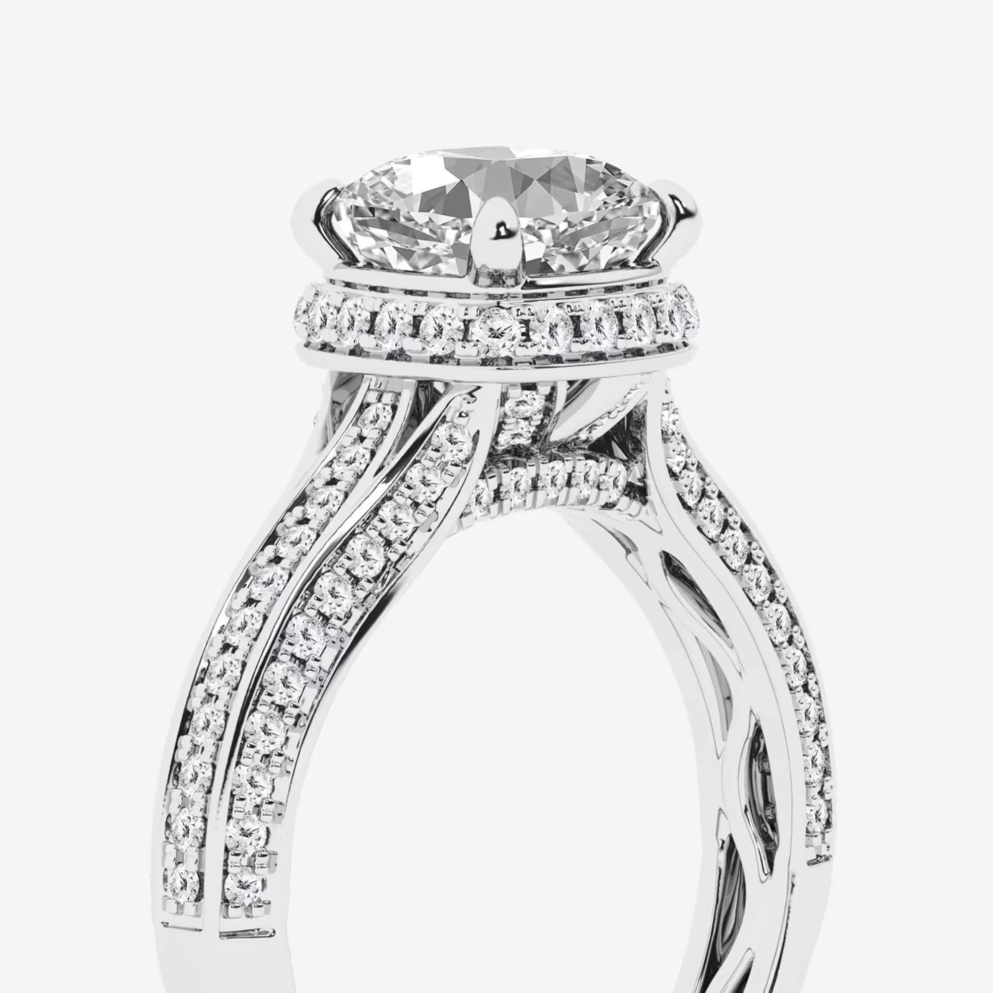 Cushion Lab-Grown Diamond Channel Band Halo Bridal Set