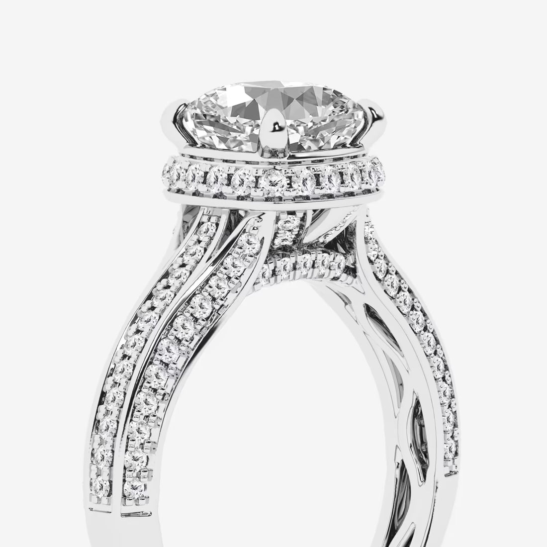 Cushion Lab-Grown Diamond Channel Band Halo Bridal Set