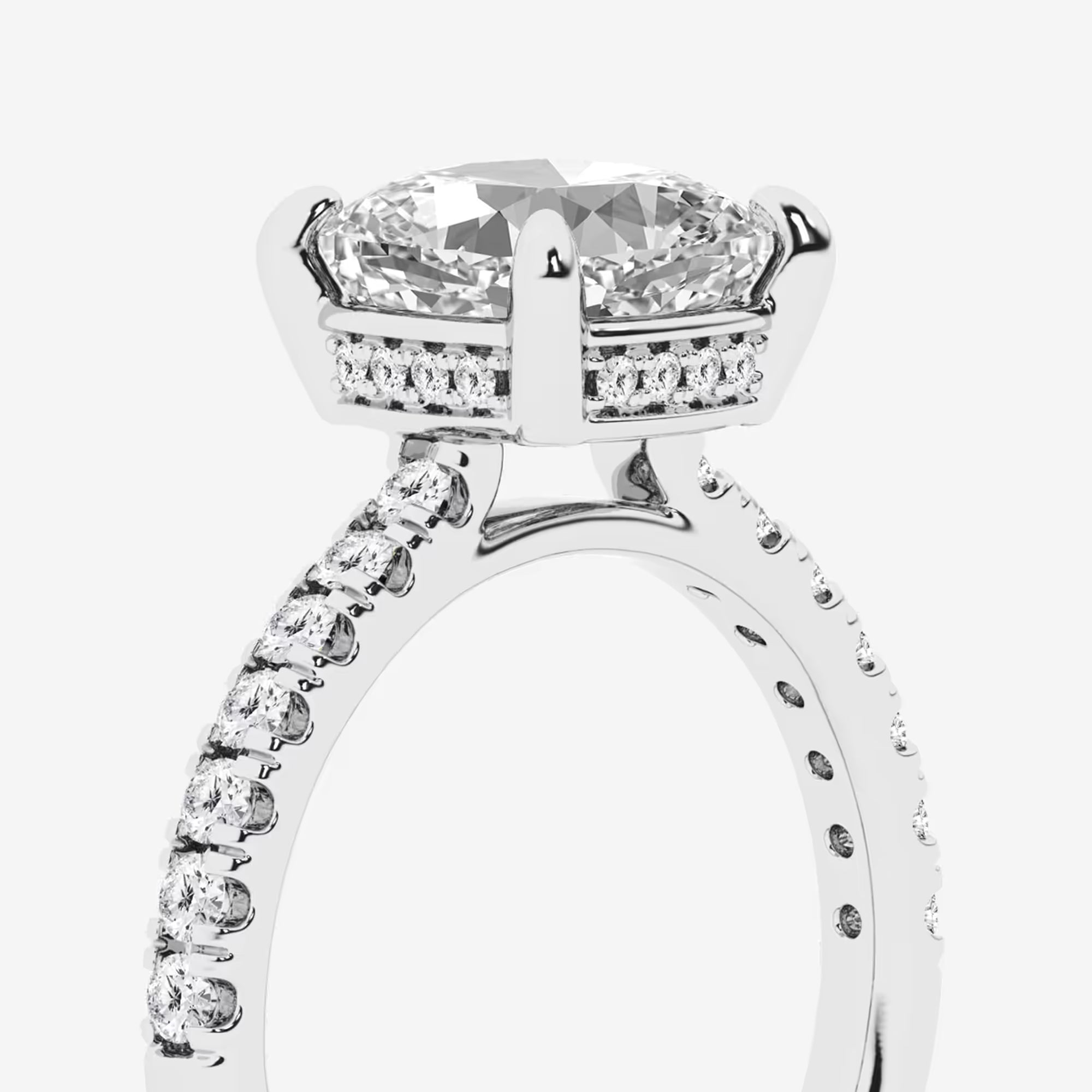 Cushion Lab Grown Diamond Hidden Halo Bridal Set