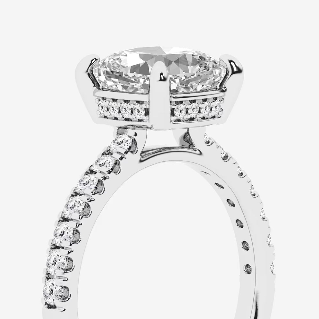 Cushion Lab Grown Diamond Hidden Halo Bridal Set