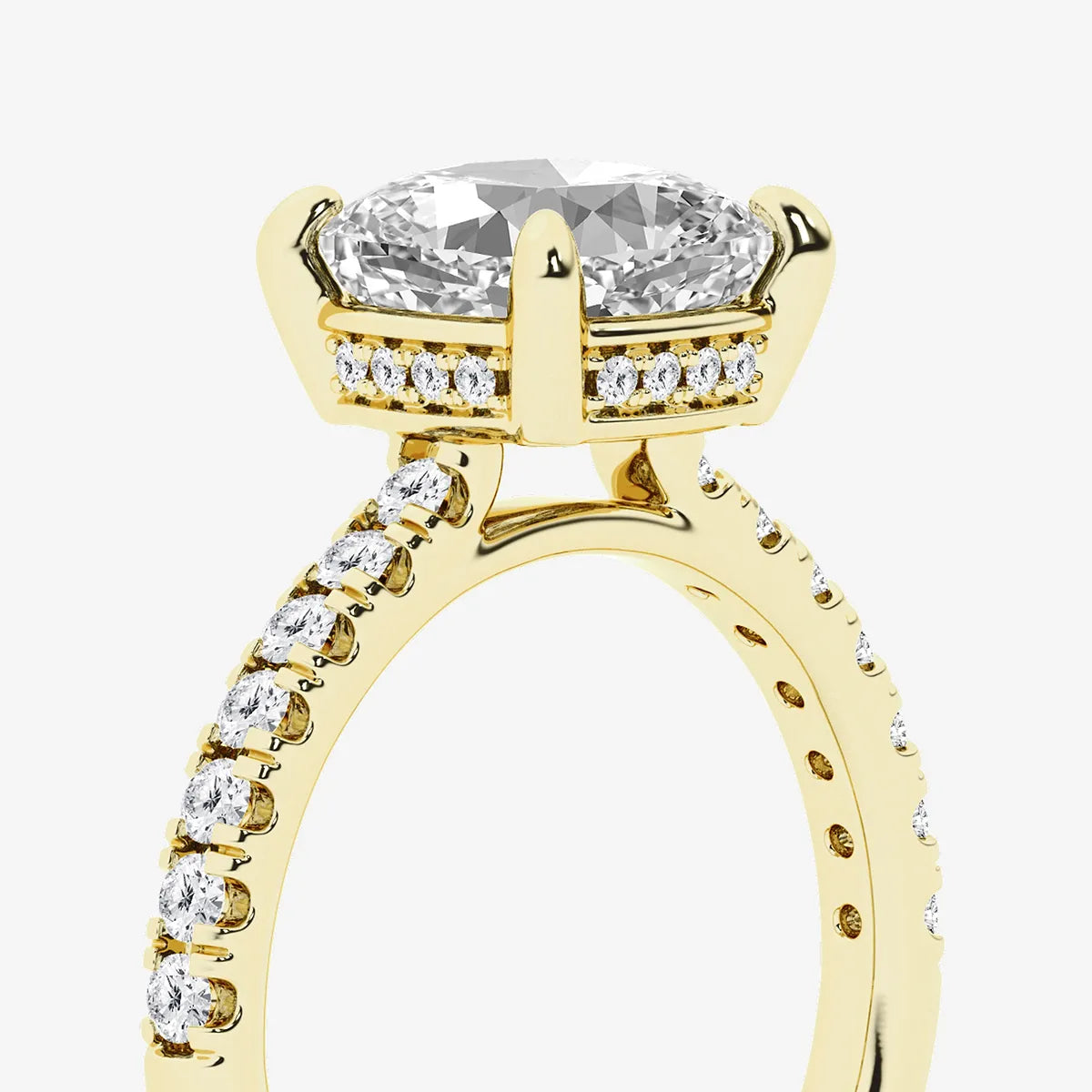 Cushion Lab Grown Diamond Hidden Halo Bridal Set
