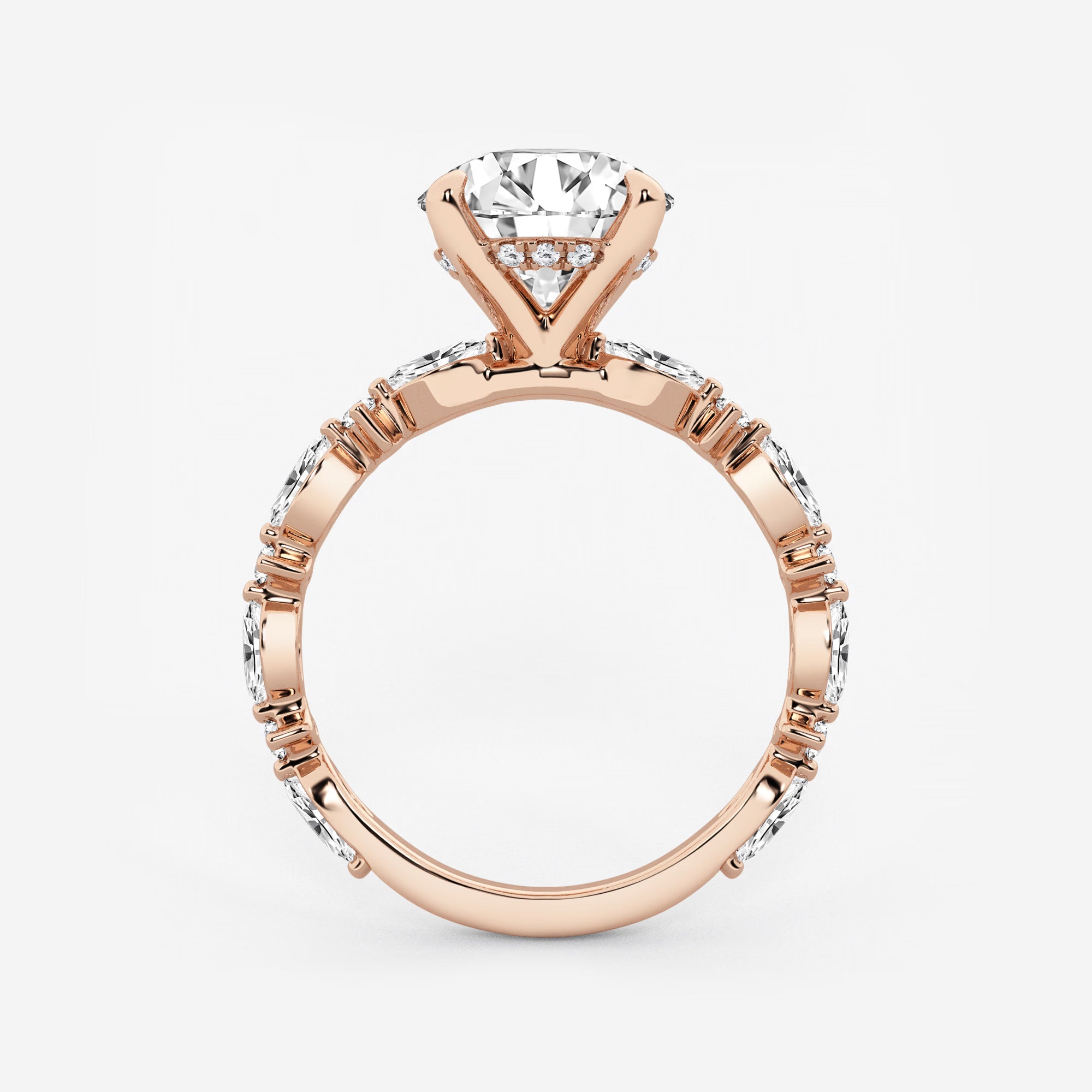 Round Lab Grown Diamond Bridal Set with Marquise Accents