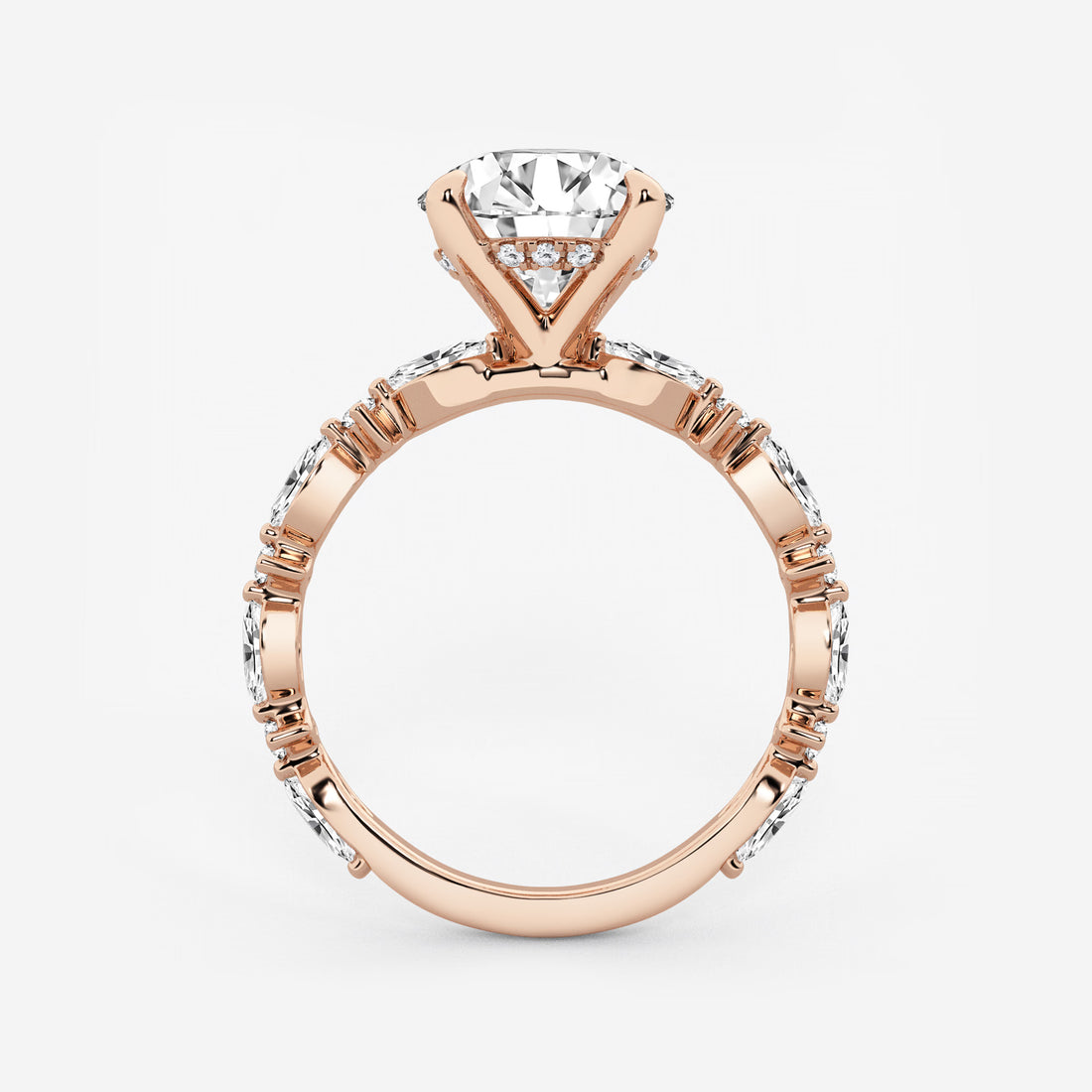 Round Lab Grown Diamond Bridal Set with Marquise Accents