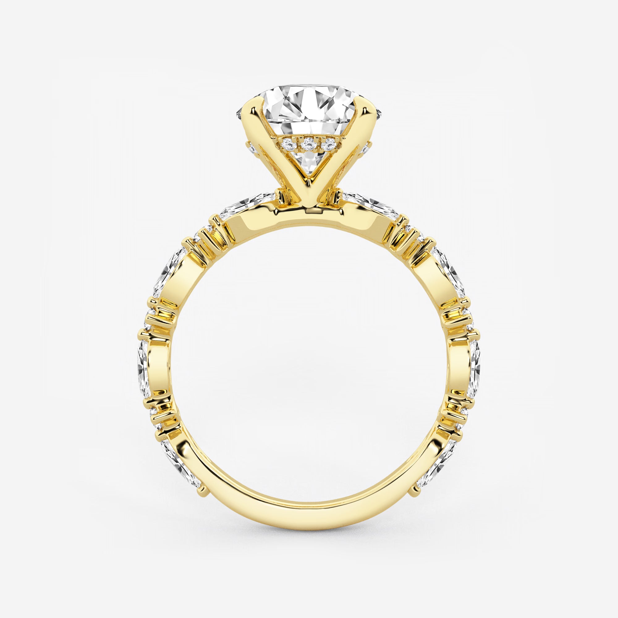 Round Lab Grown Diamond Bridal Set with Marquise Accents