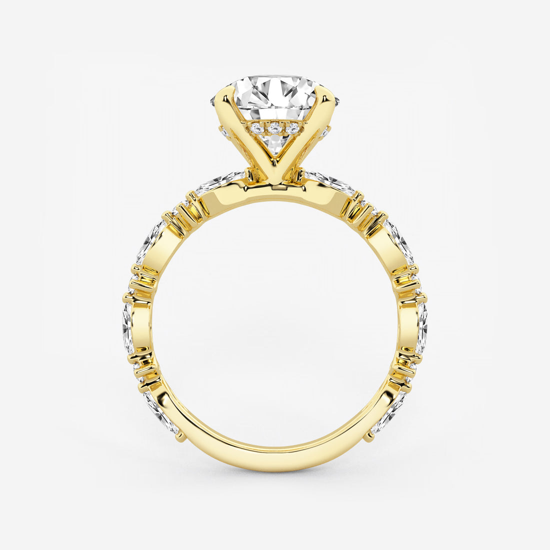Round Lab Grown Diamond Bridal Set with Marquise Accents