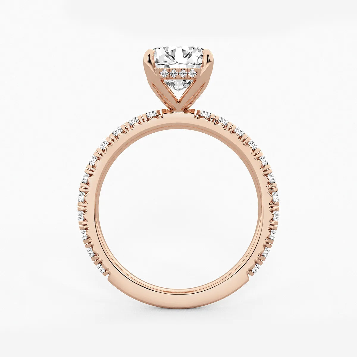 Emerald Cut Lab-Grown Diamond Engagement Ring Set with Pavé Diamond Bands