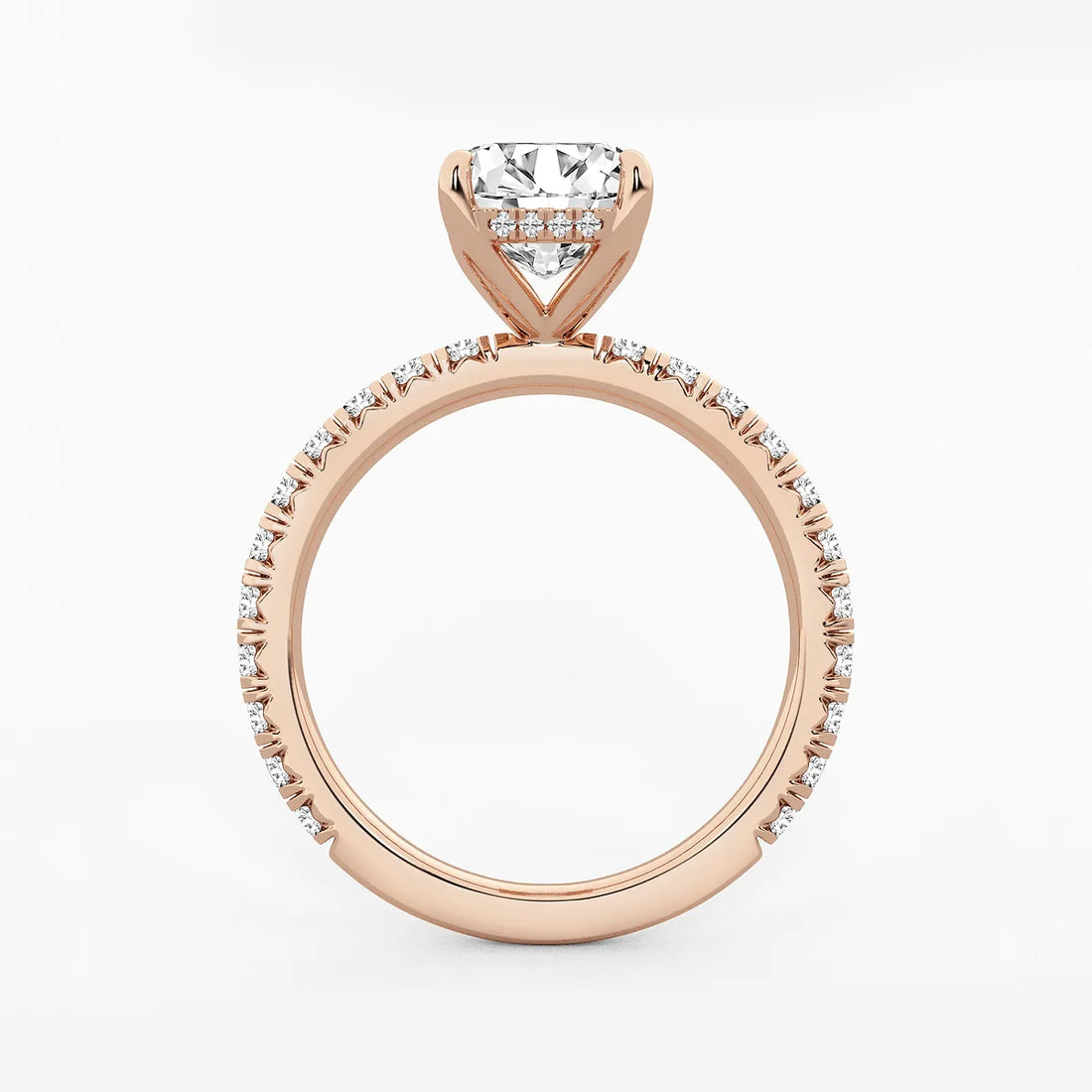 Emerald Cut Lab-Grown Diamond Engagement Ring Set with Pavé Diamond Bands