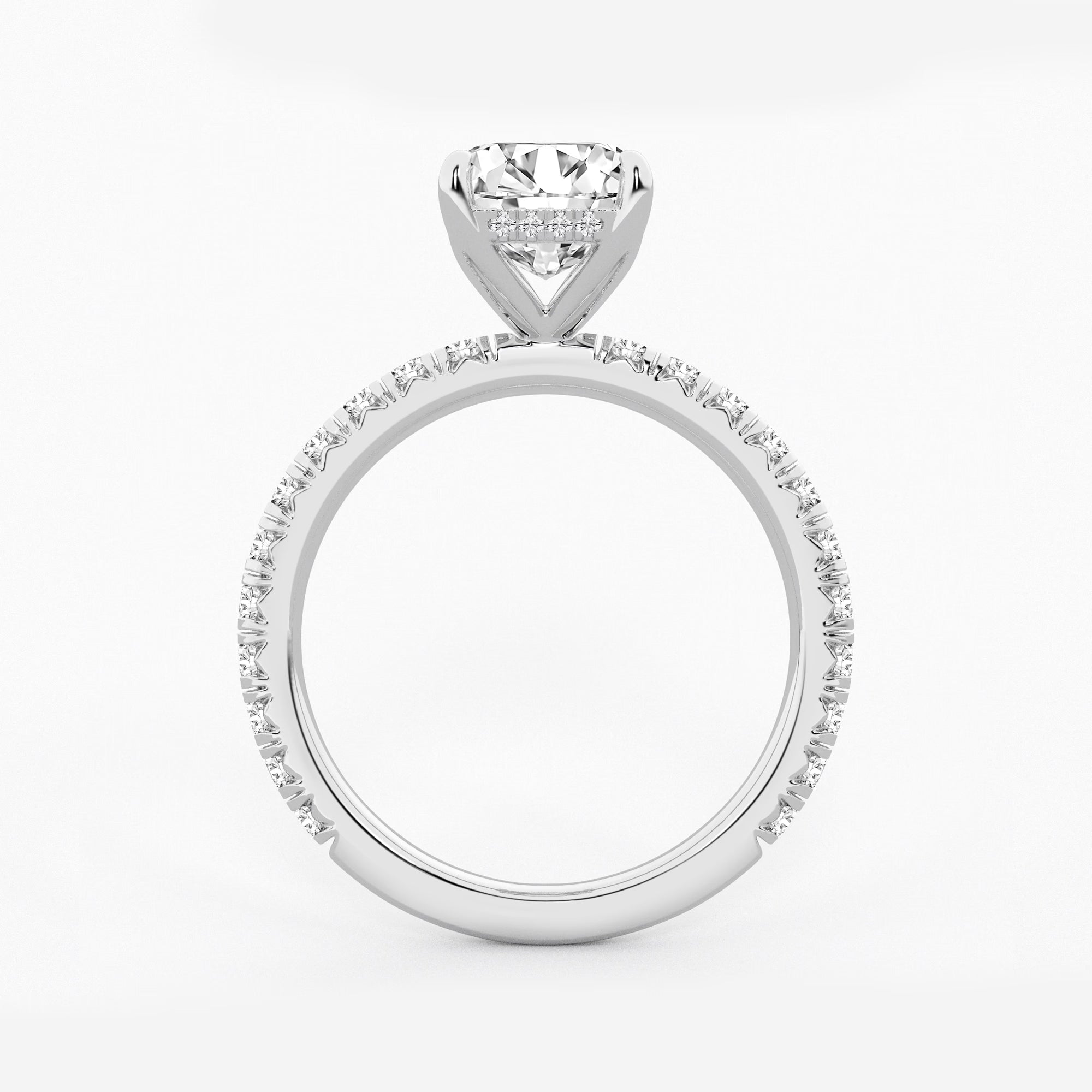 Emerald Cut Lab-Grown Diamond Engagement Ring Set with Pavé Diamond Bands