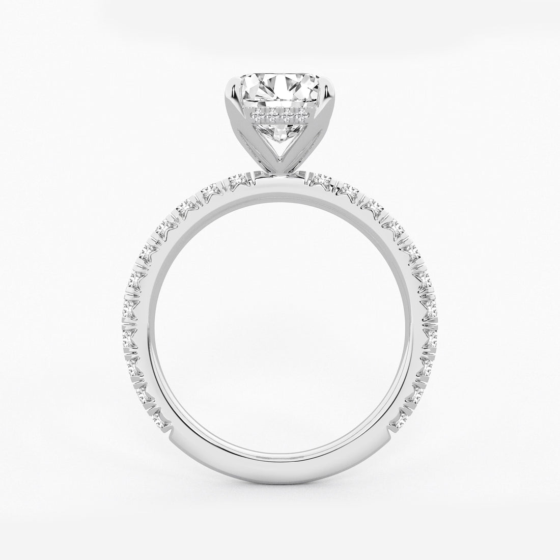 Emerald Cut Lab-Grown Diamond Engagement Ring Set with Pavé Diamond Bands
