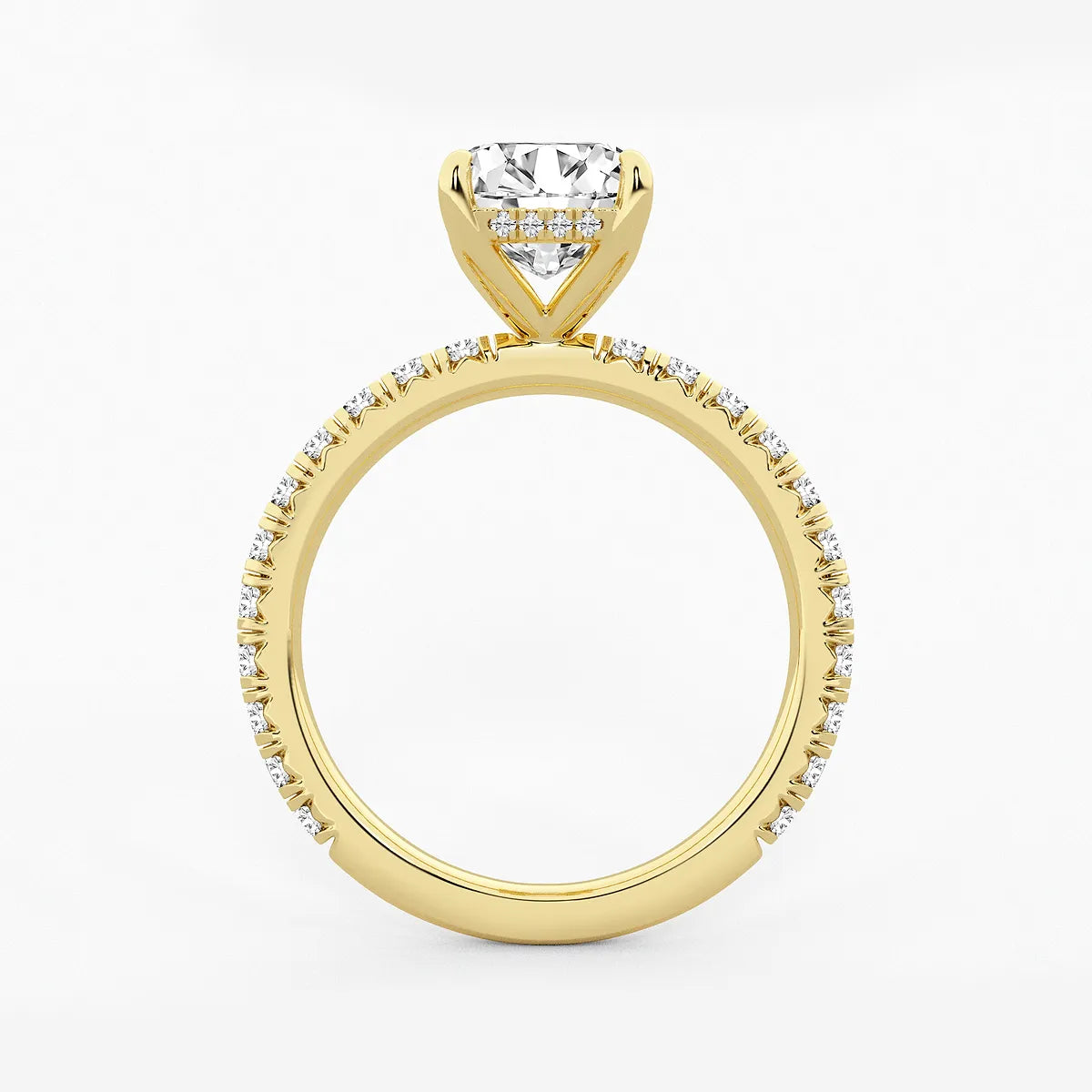 Emerald Cut Lab-Grown Diamond Engagement Ring Set with Pavé Diamond Bands