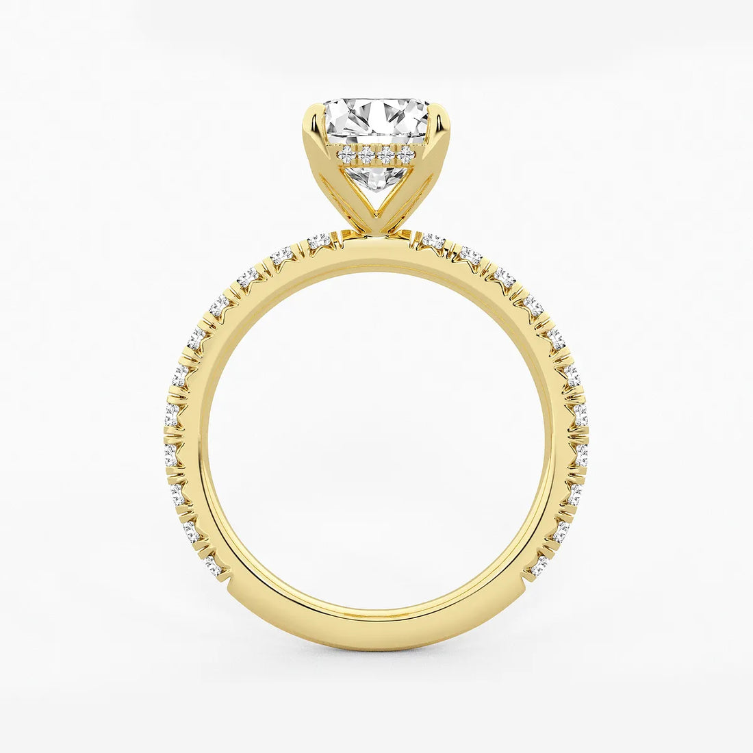 Emerald Cut Lab-Grown Diamond Engagement Ring Set with Pavé Diamond Bands