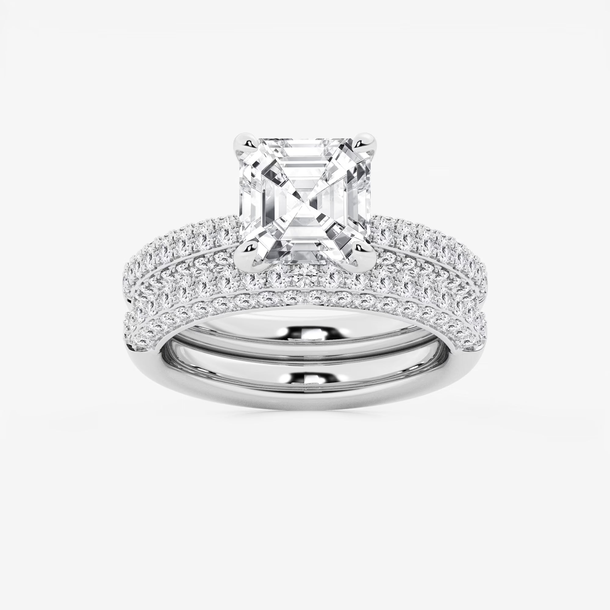 Asscher Lab Grown Diamond Micro Pavé Bridal Set