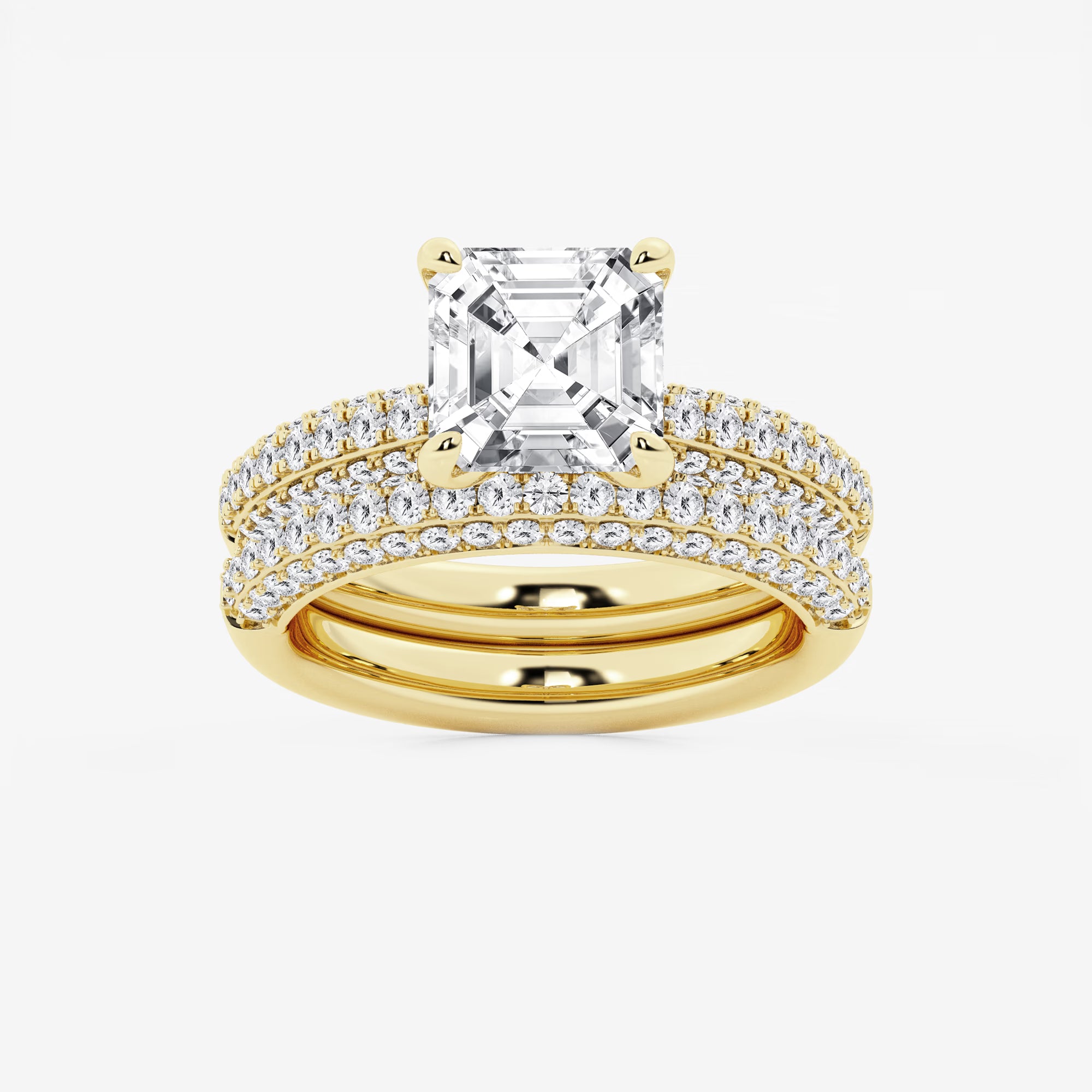 Asscher Lab Grown Diamond Micro Pavé Bridal Set