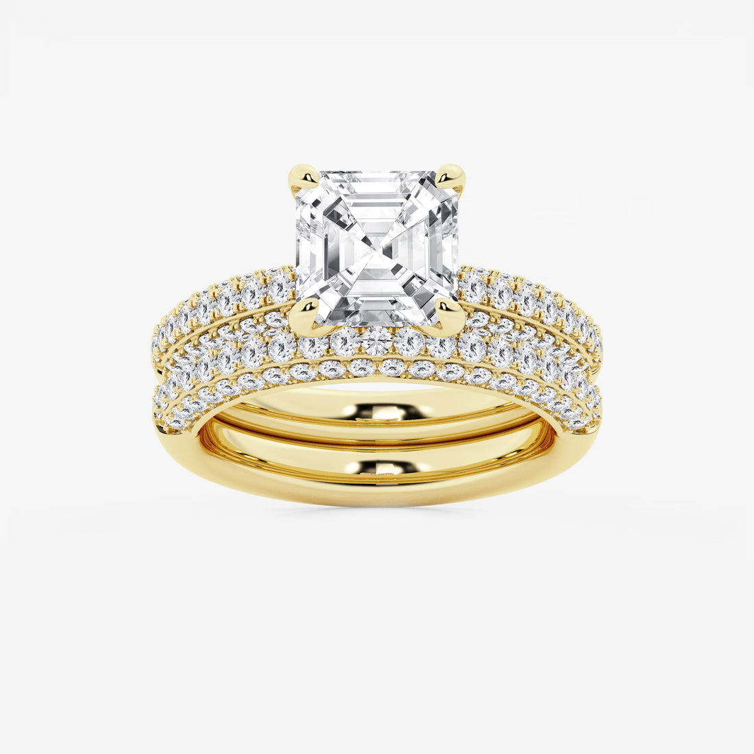 Asscher Lab Grown Diamond Micro Pavé Bridal Set