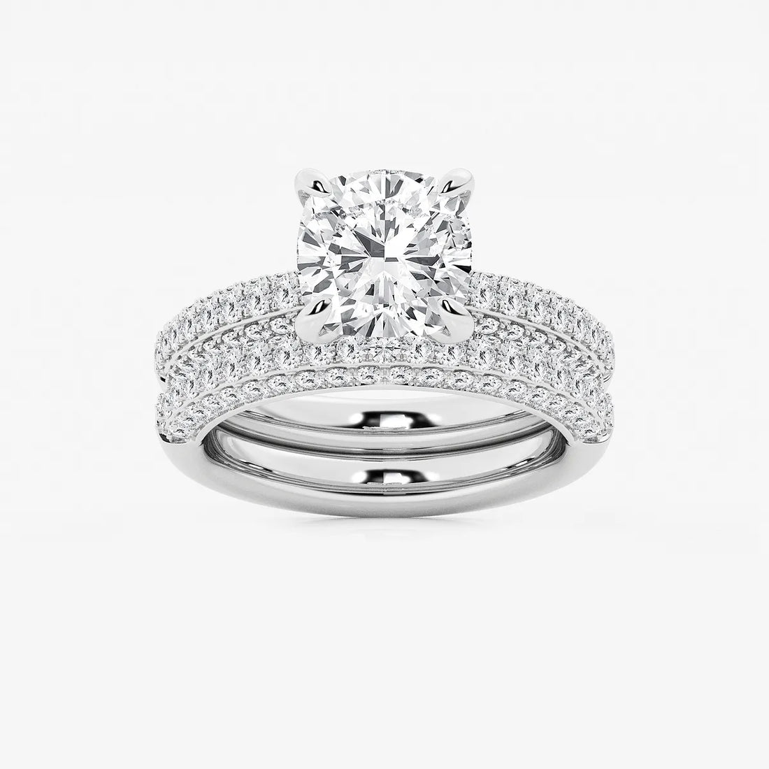 Elysia Cushion Lab-Grown Diamond Micro Pavé Bridal Set