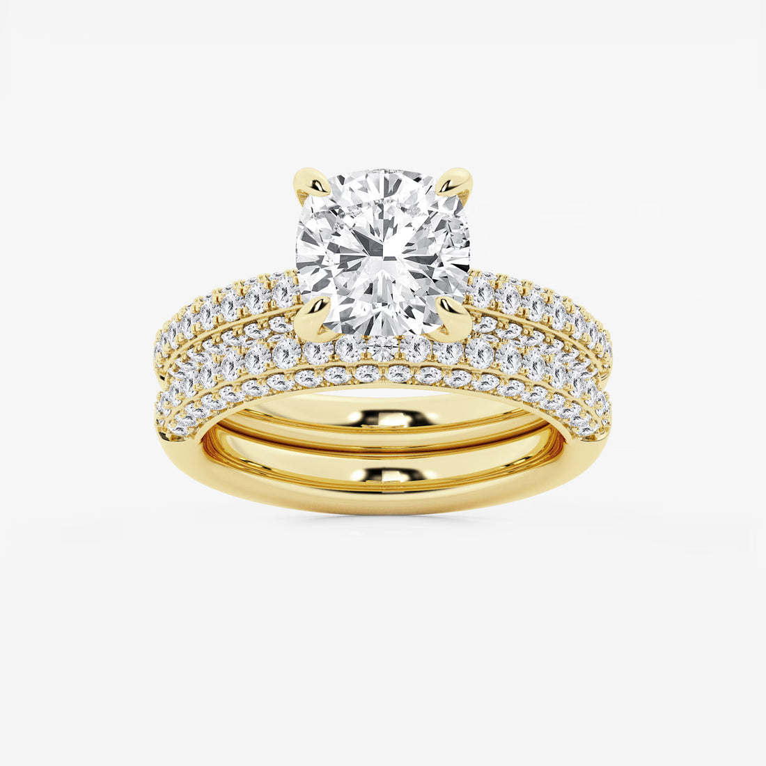 Elysia Cushion Lab-Grown Diamond Micro Pavé Bridal Set