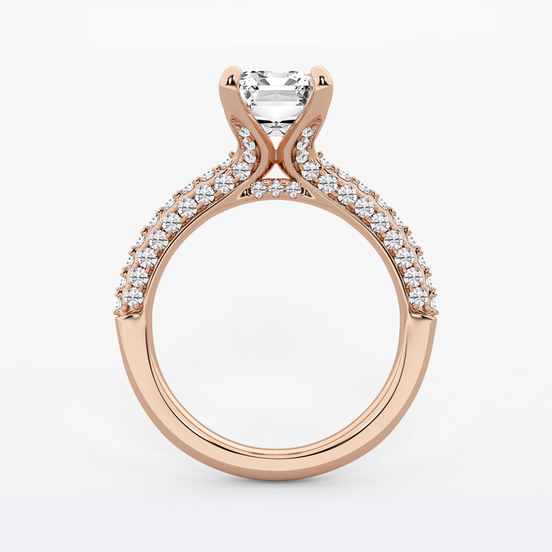 Emerald Cut Lab-Grown Diamond Multi-Row Bridal Set