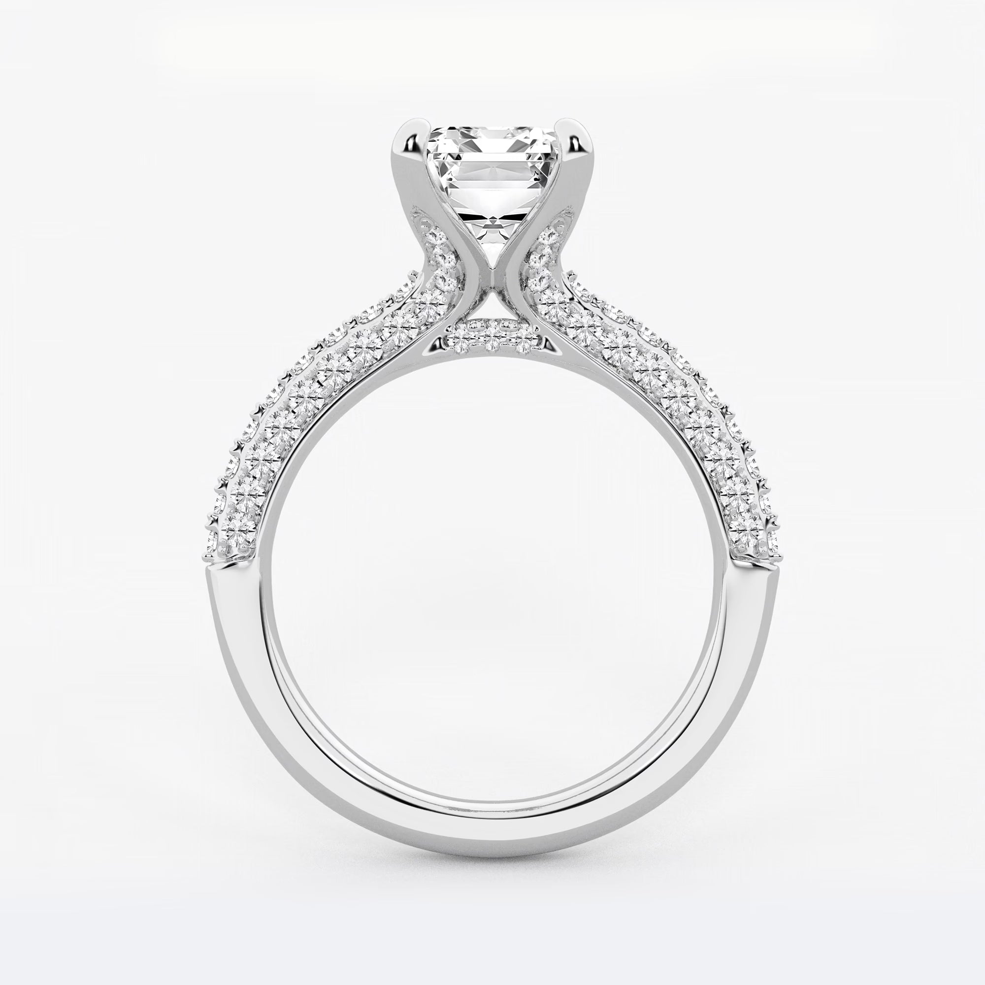 Emerald Cut Lab-Grown Diamond Multi-Row Bridal Set