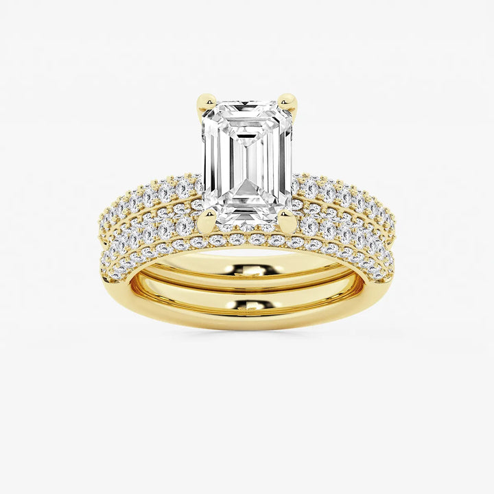 Emerald Cut Lab-Grown Diamond Multi-Row Bridal Set
