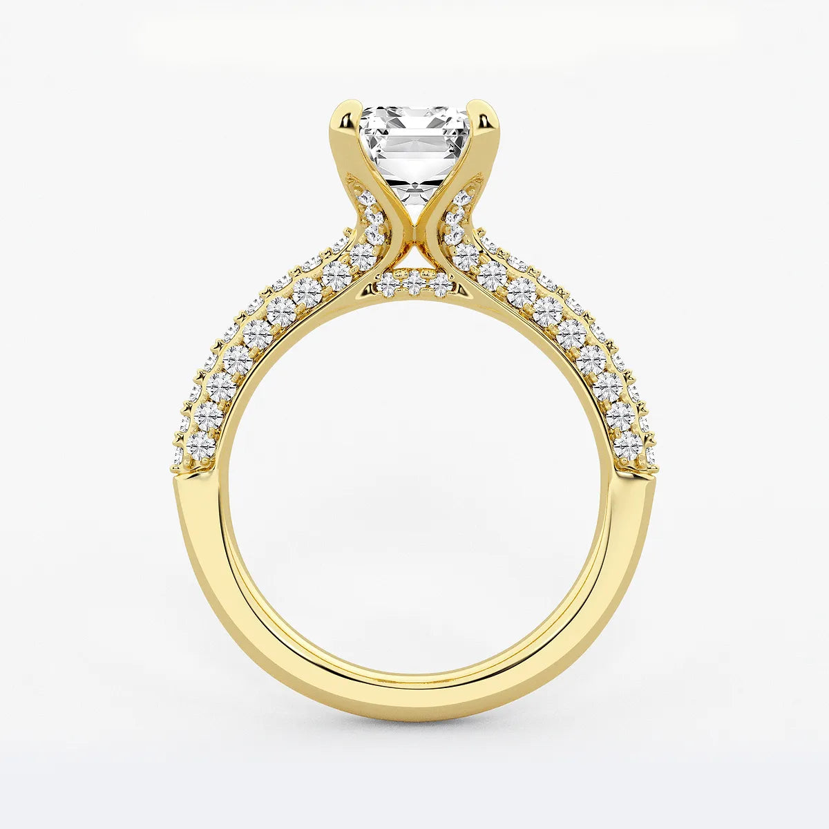 Emerald Cut Lab-Grown Diamond Multi-Row Bridal Set