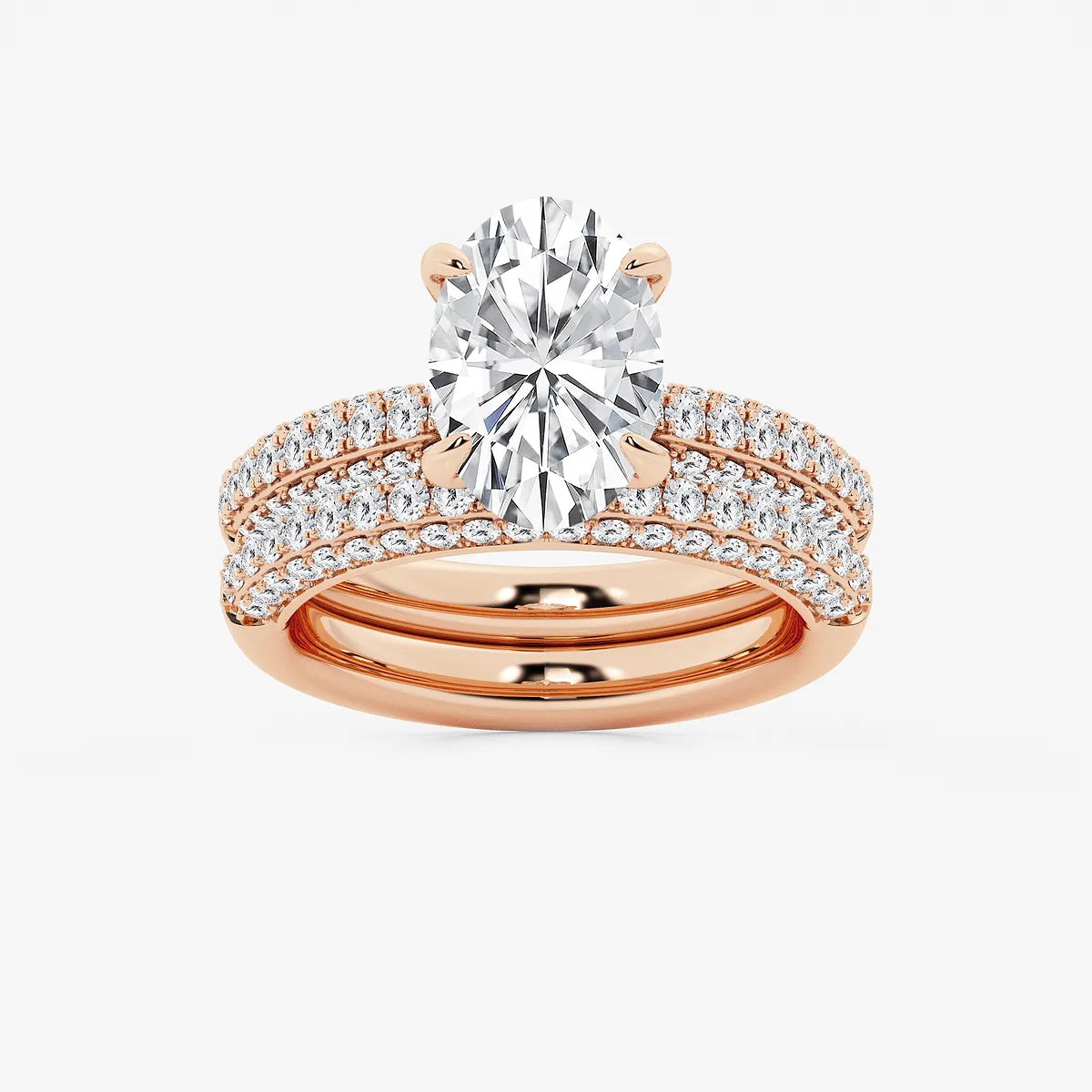 Oval Cut Lab-Grown Diamond Micro Pavé Bridal Set
