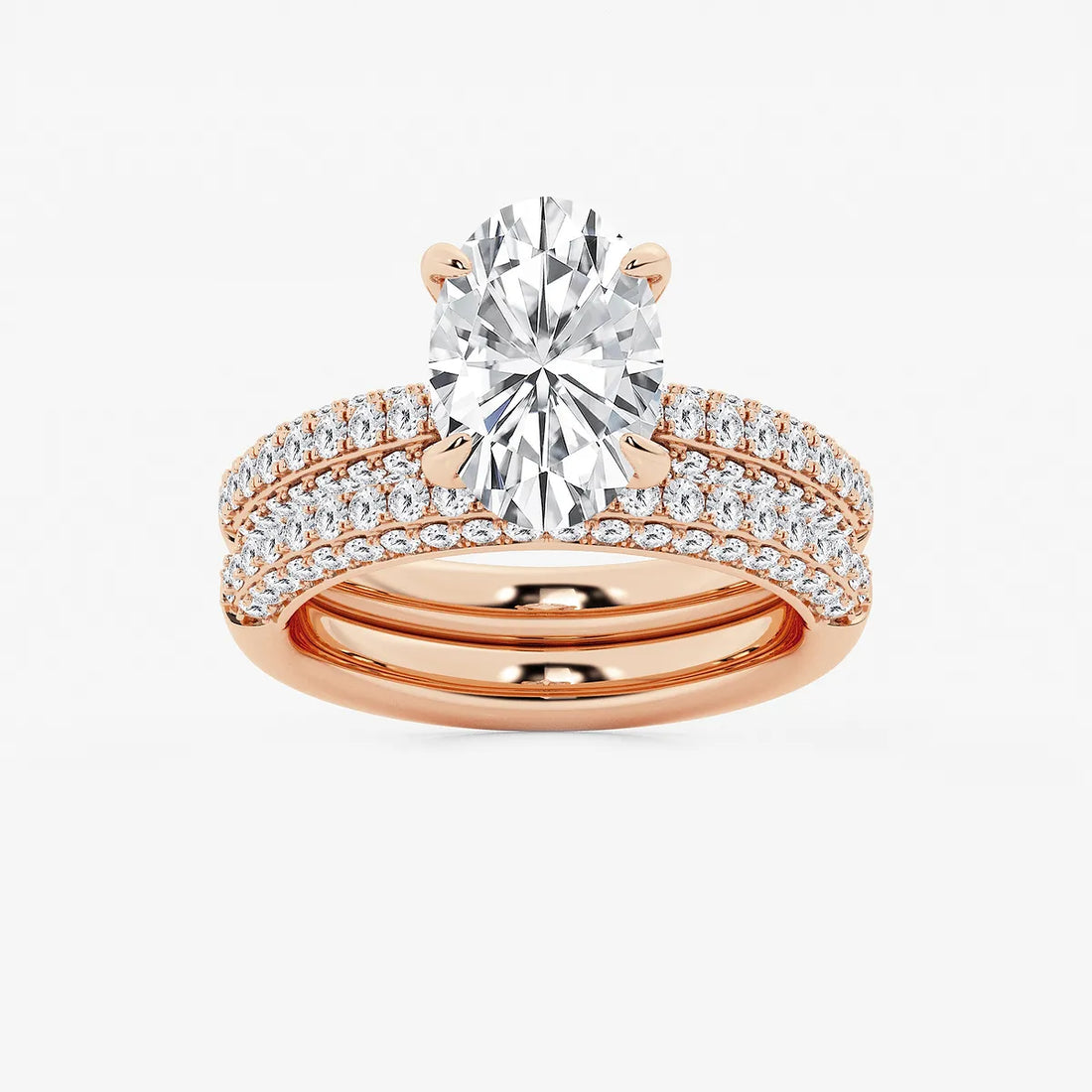 Oval Cut Lab-Grown Diamond Micro Pavé Bridal Set
