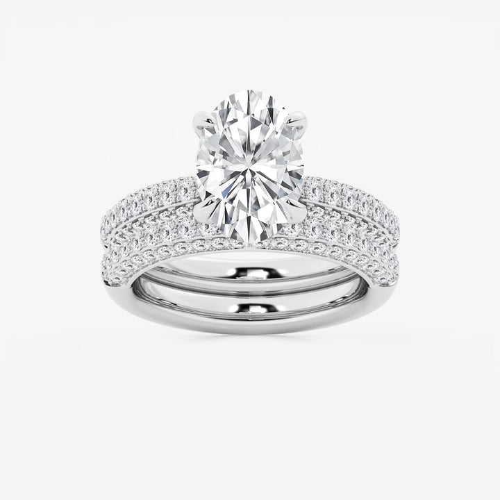 Oval Cut Lab-Grown Diamond Micro Pavé Bridal Set