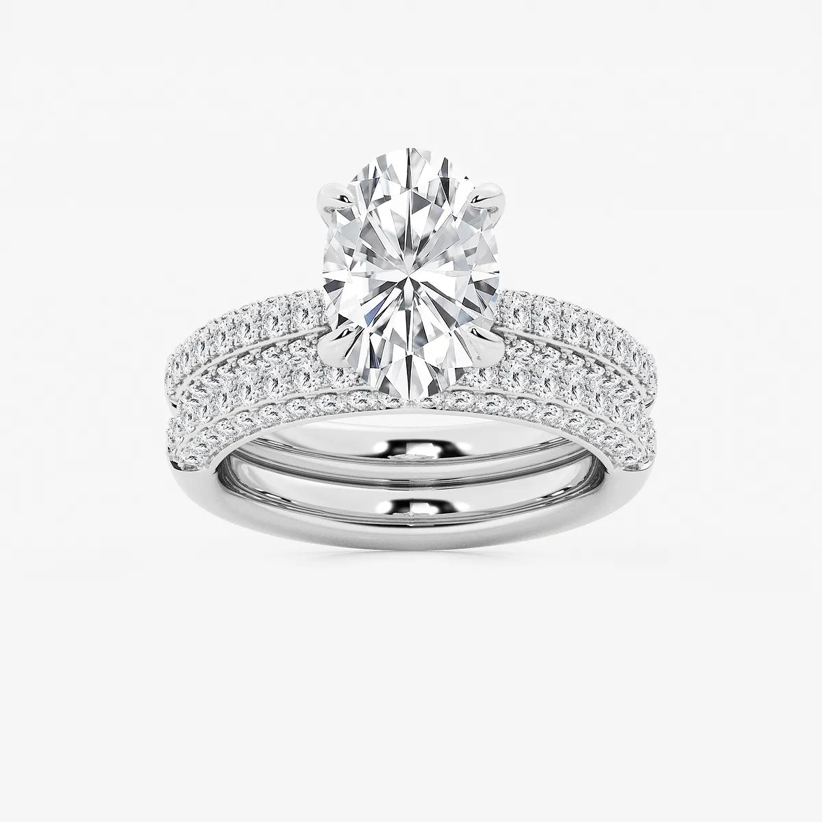 Oval Cut Lab-Grown Diamond Micro Pavé Bridal Set