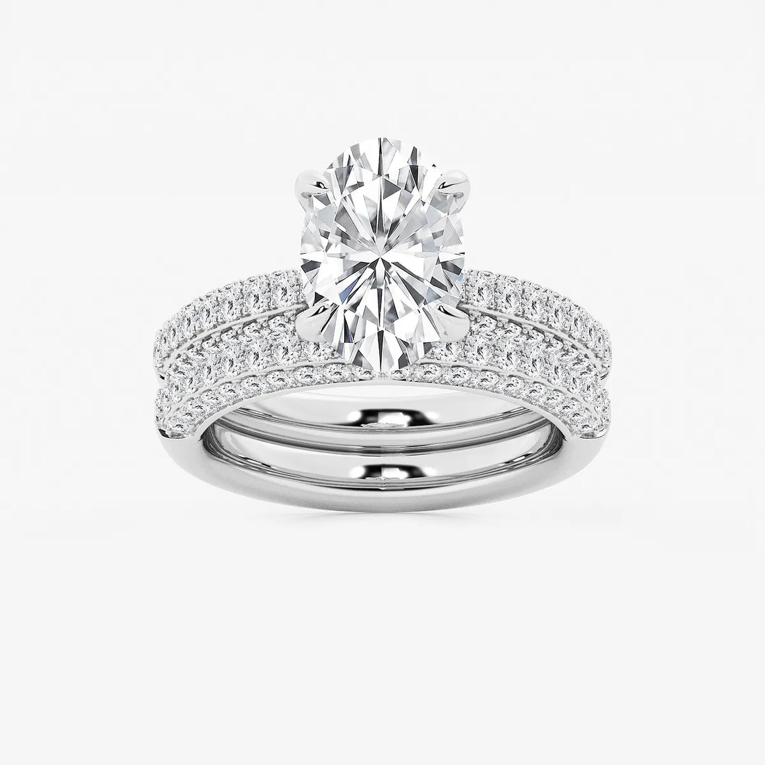 Oval Cut Lab-Grown Diamond Micro Pavé Bridal Set