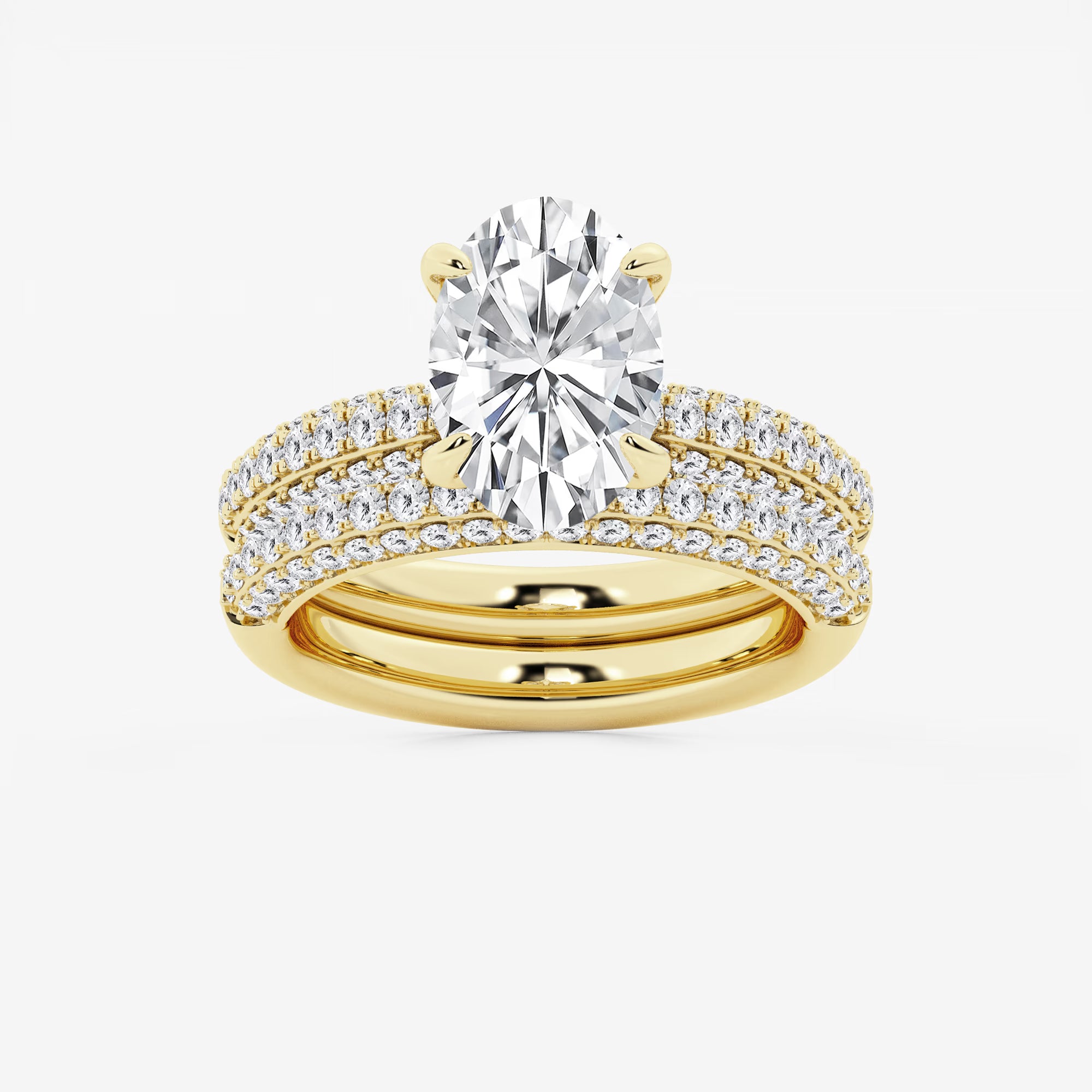 Oval Cut Lab-Grown Diamond Micro Pavé Bridal Set
