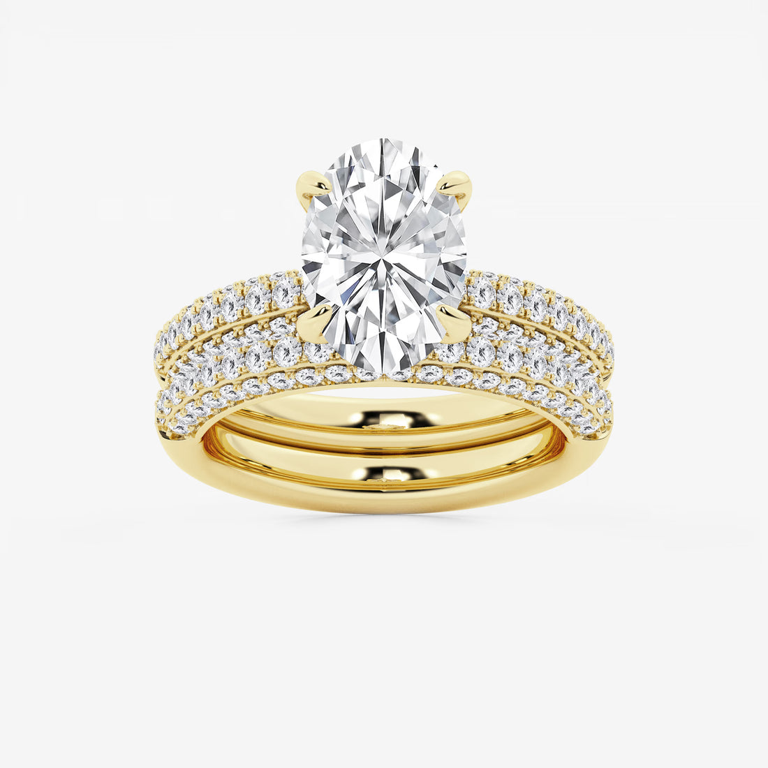 Oval Cut Lab-Grown Diamond Micro Pavé Bridal Set