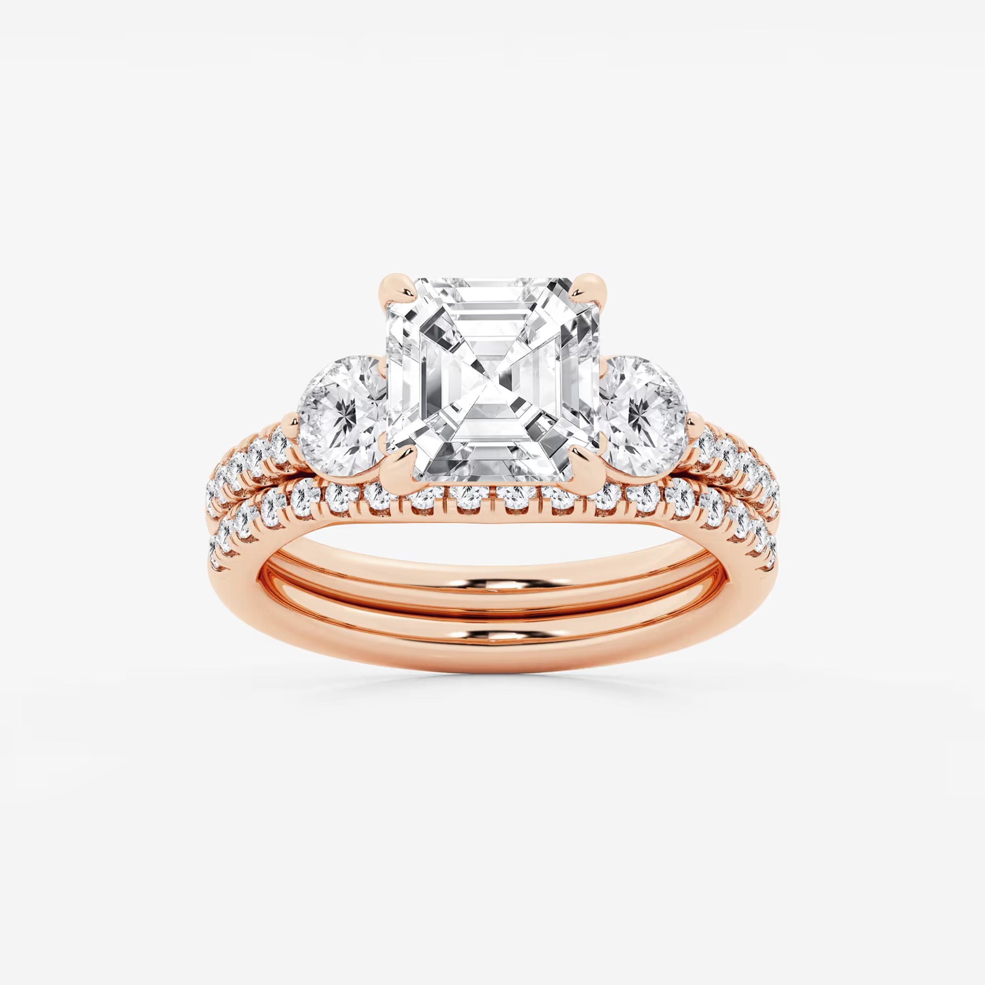 Trinity Elegance Asscher Diamond Bridal Set