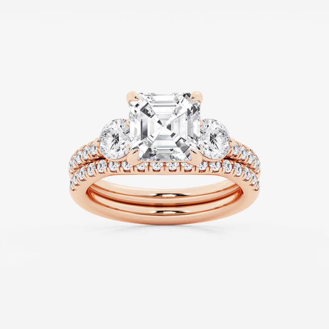 Trinity Elegance Asscher Diamond Bridal Set
