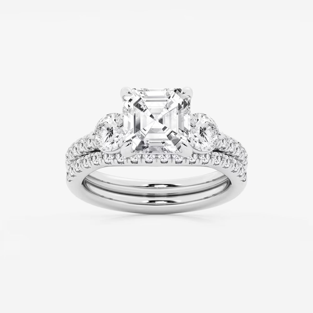 Trinity Elegance Asscher Diamond Bridal Set