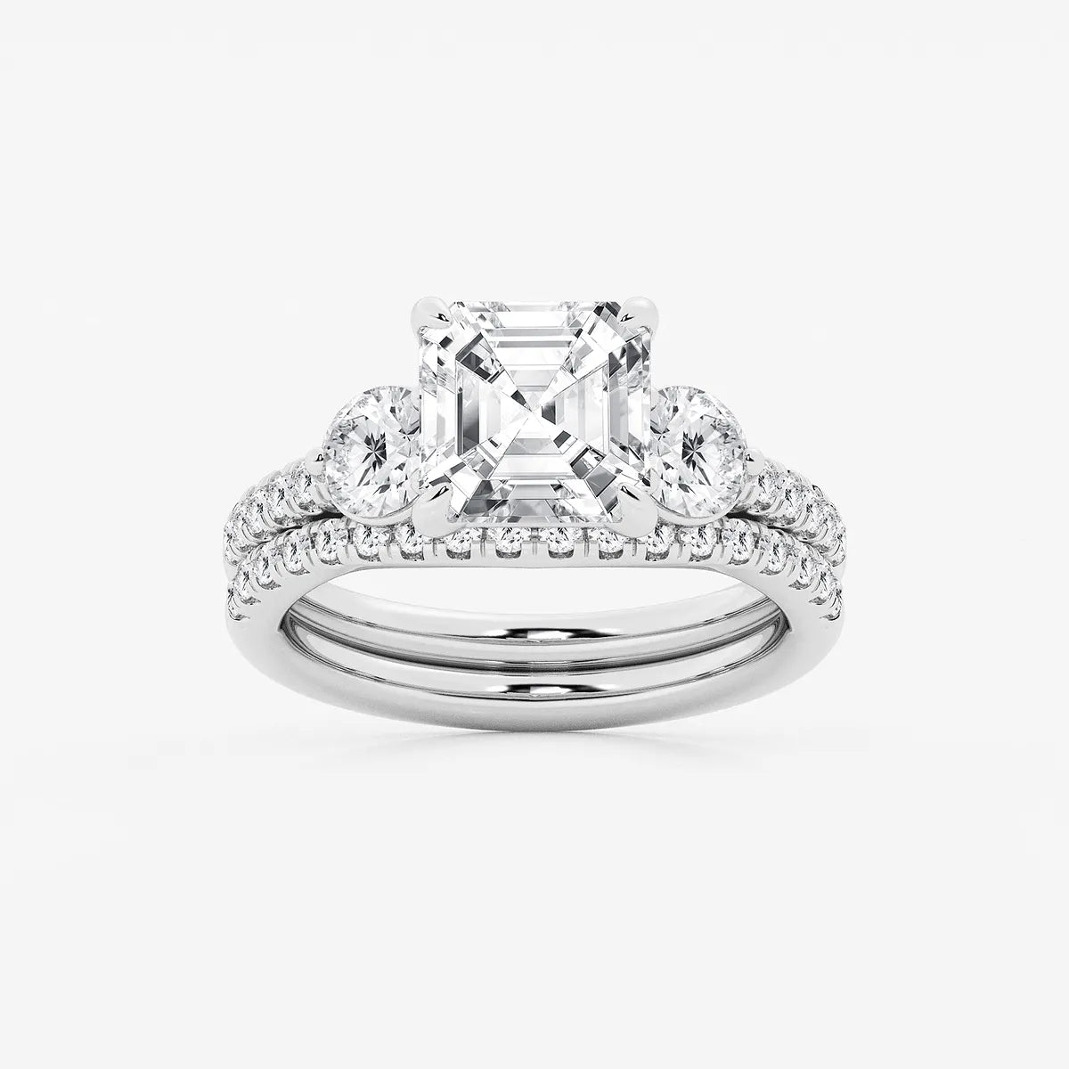 Trinity Elegance Asscher Diamond Bridal Set