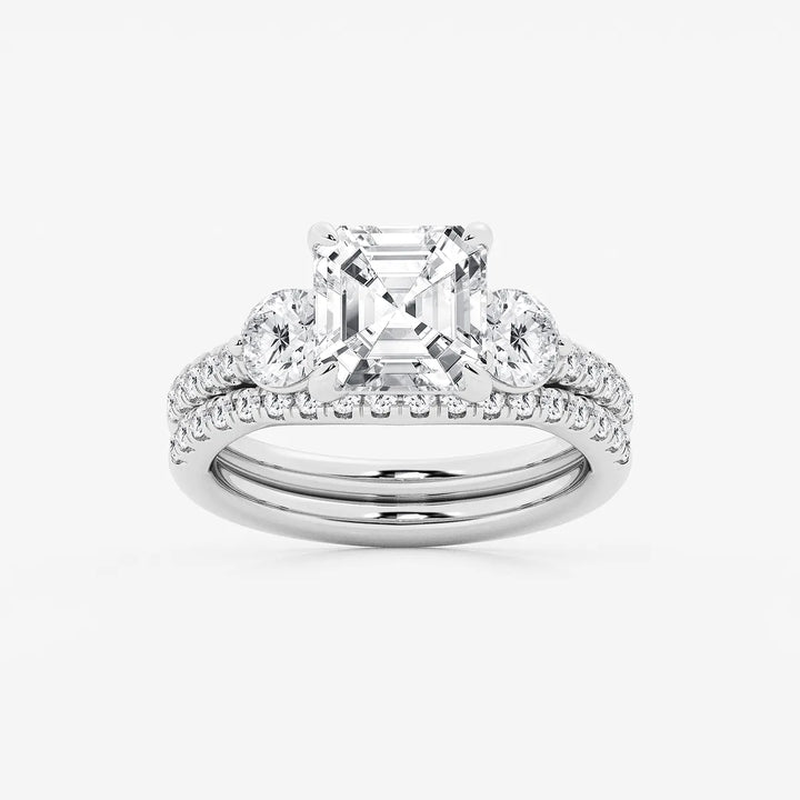 Trinity Elegance Asscher Diamond Bridal Set