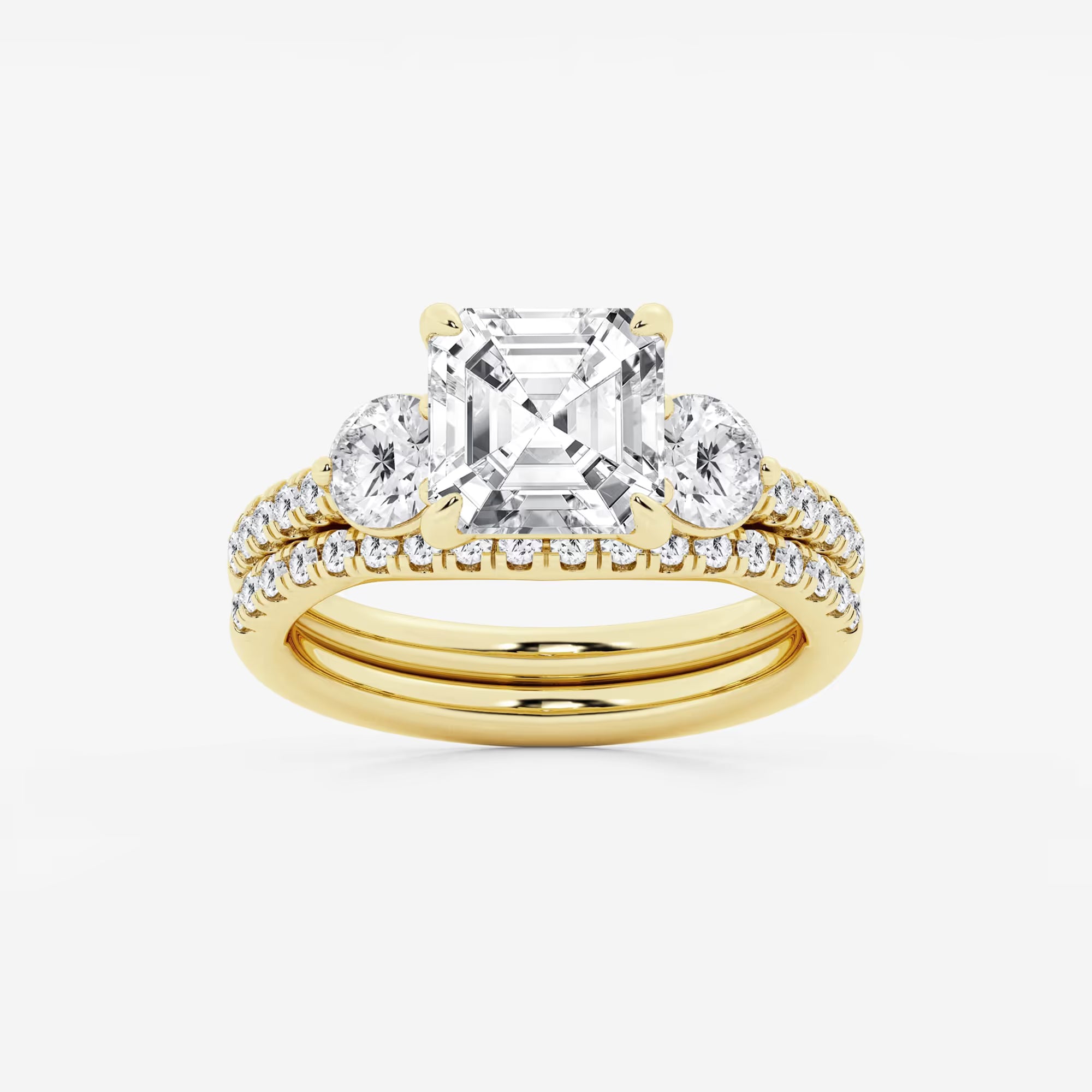 Trinity Elegance Asscher Diamond Bridal Set