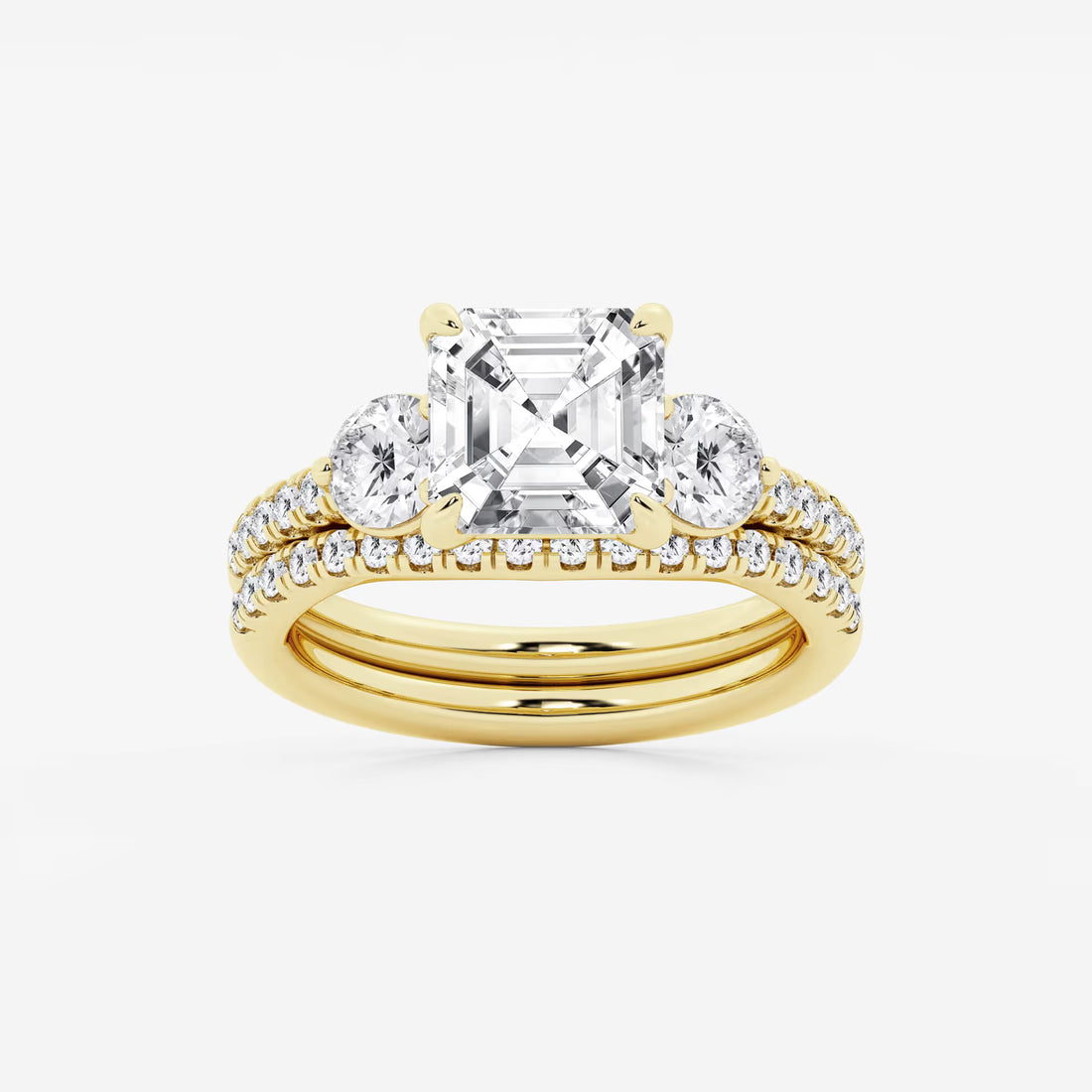 Trinity Elegance Asscher Diamond Bridal Set